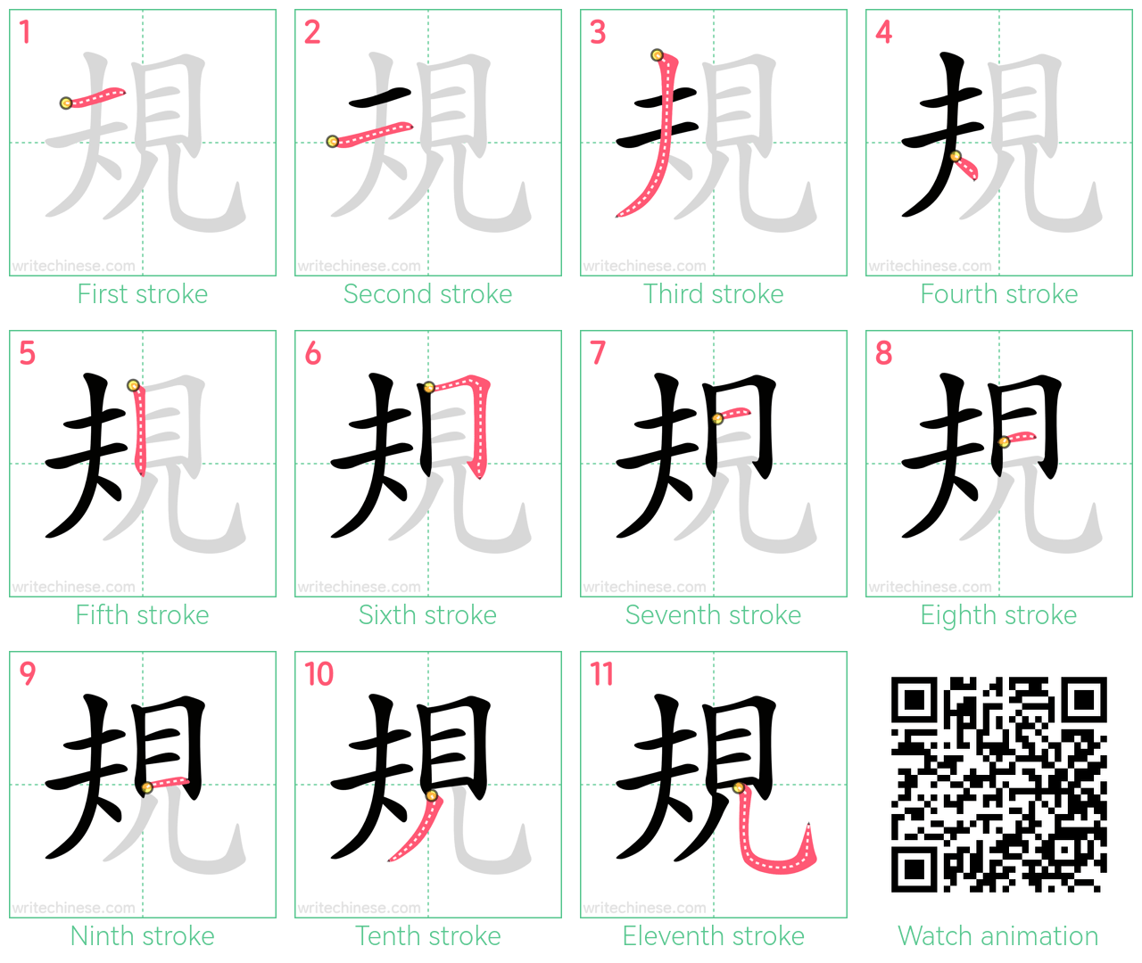 規 step-by-step stroke order diagrams