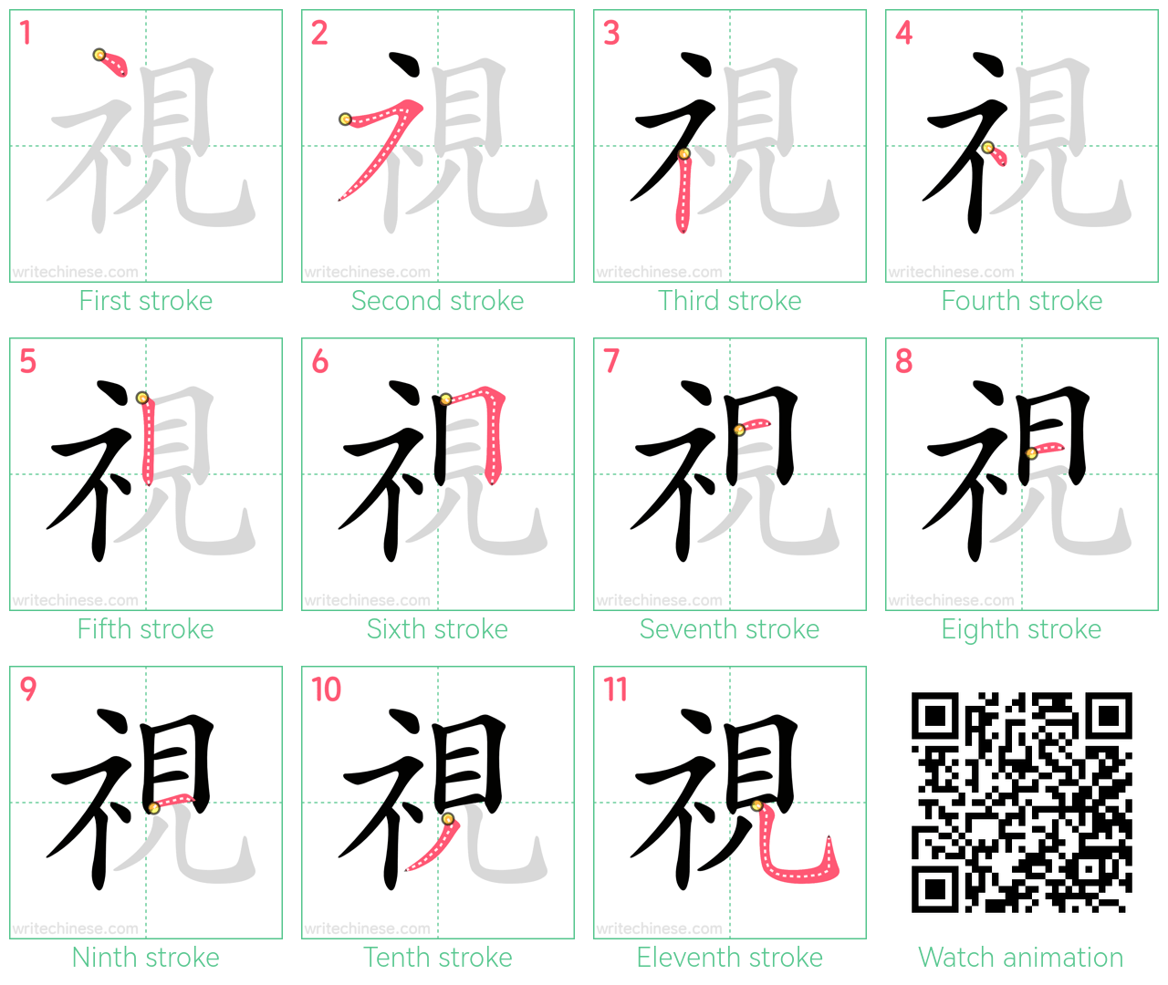 視 step-by-step stroke order diagrams