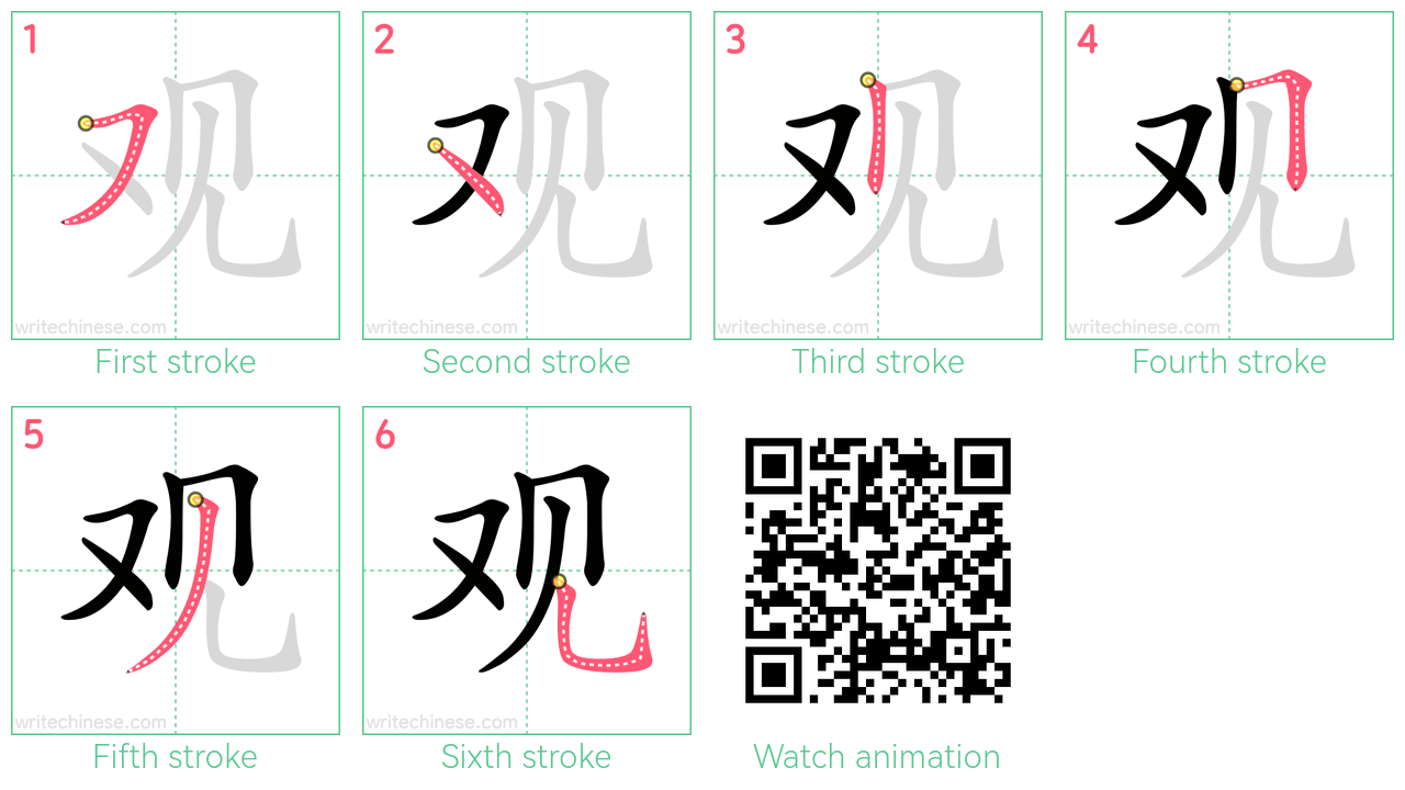 观 step-by-step stroke order diagrams