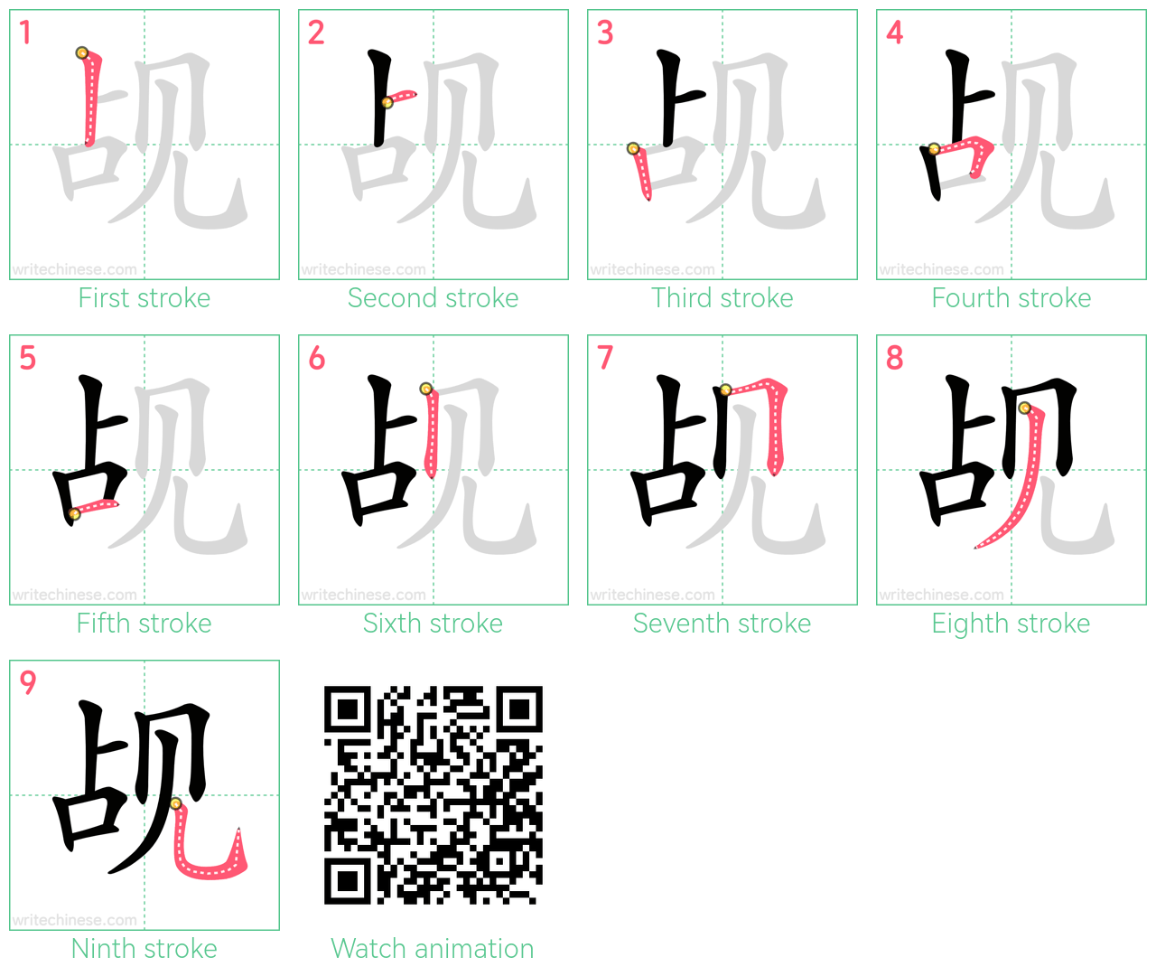 觇 step-by-step stroke order diagrams