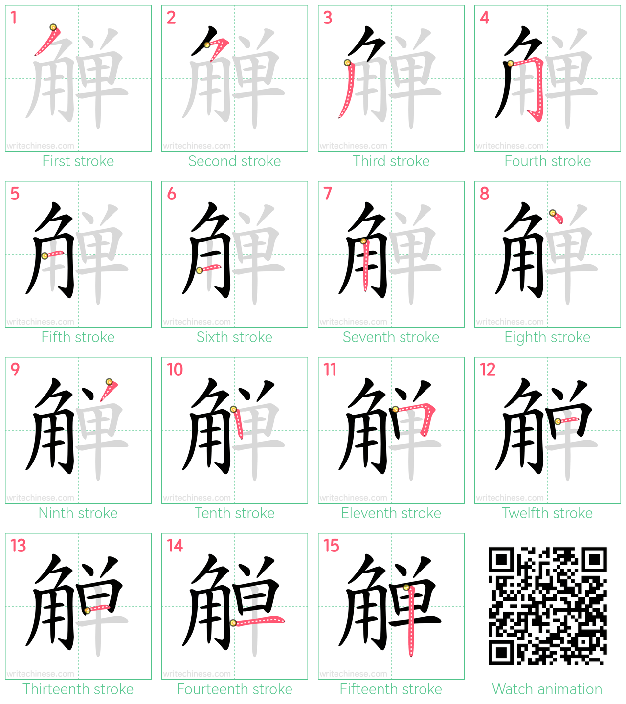 觯 step-by-step stroke order diagrams