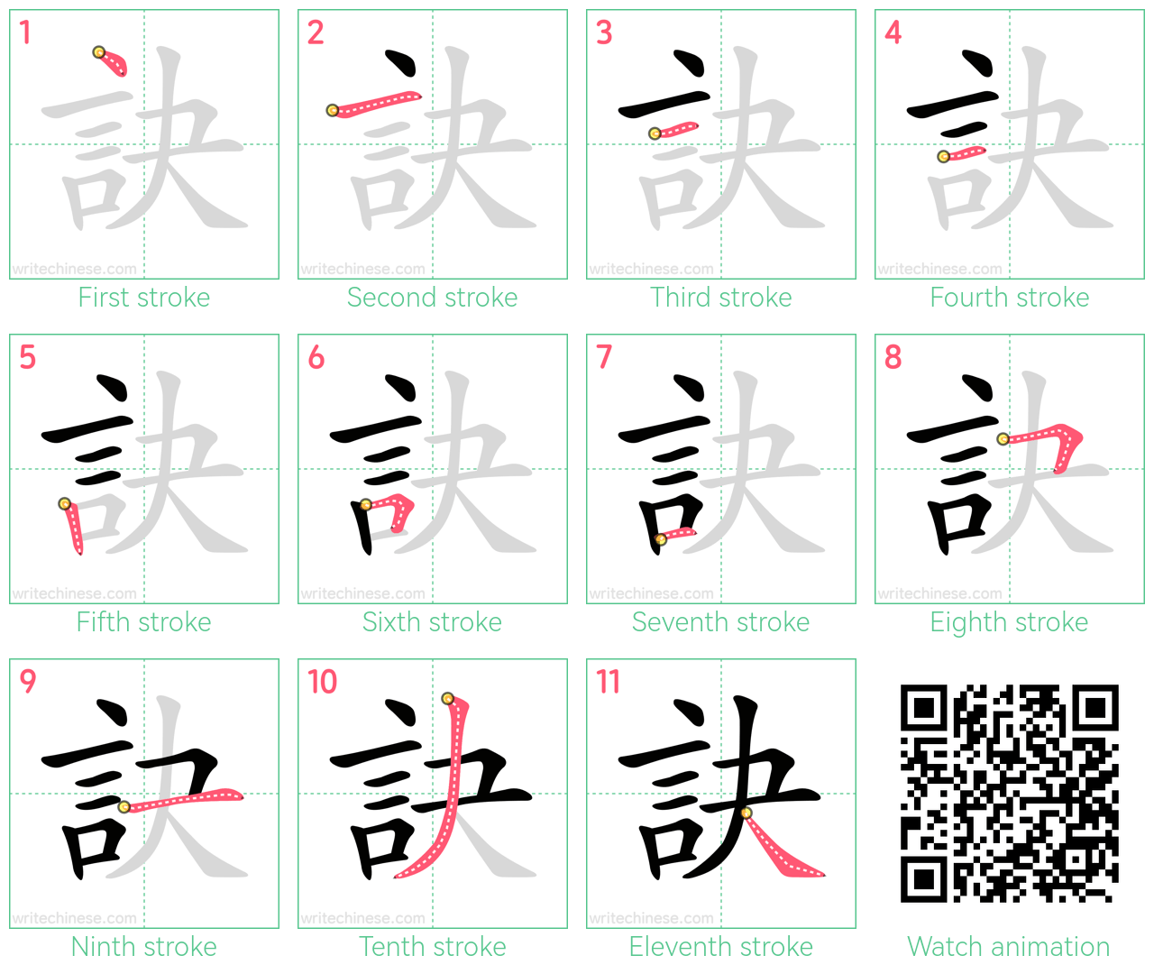 訣 step-by-step stroke order diagrams