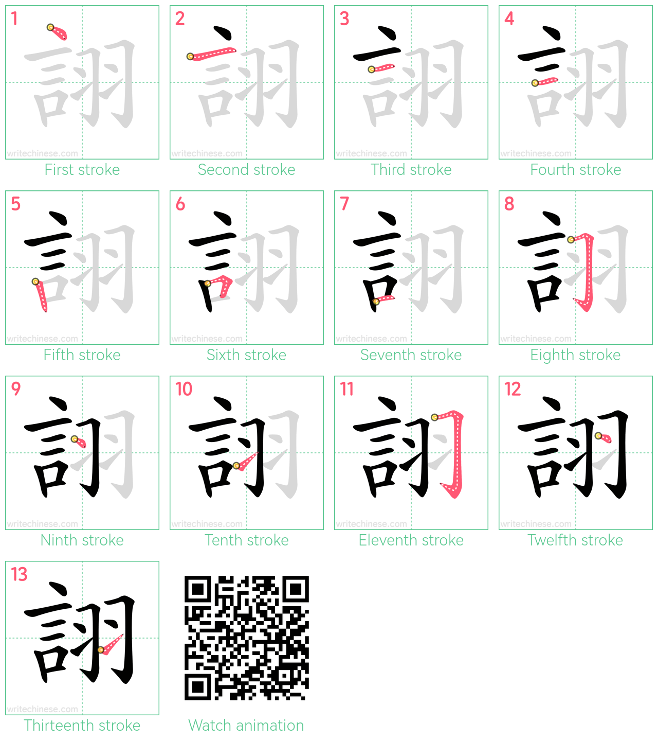詡 step-by-step stroke order diagrams