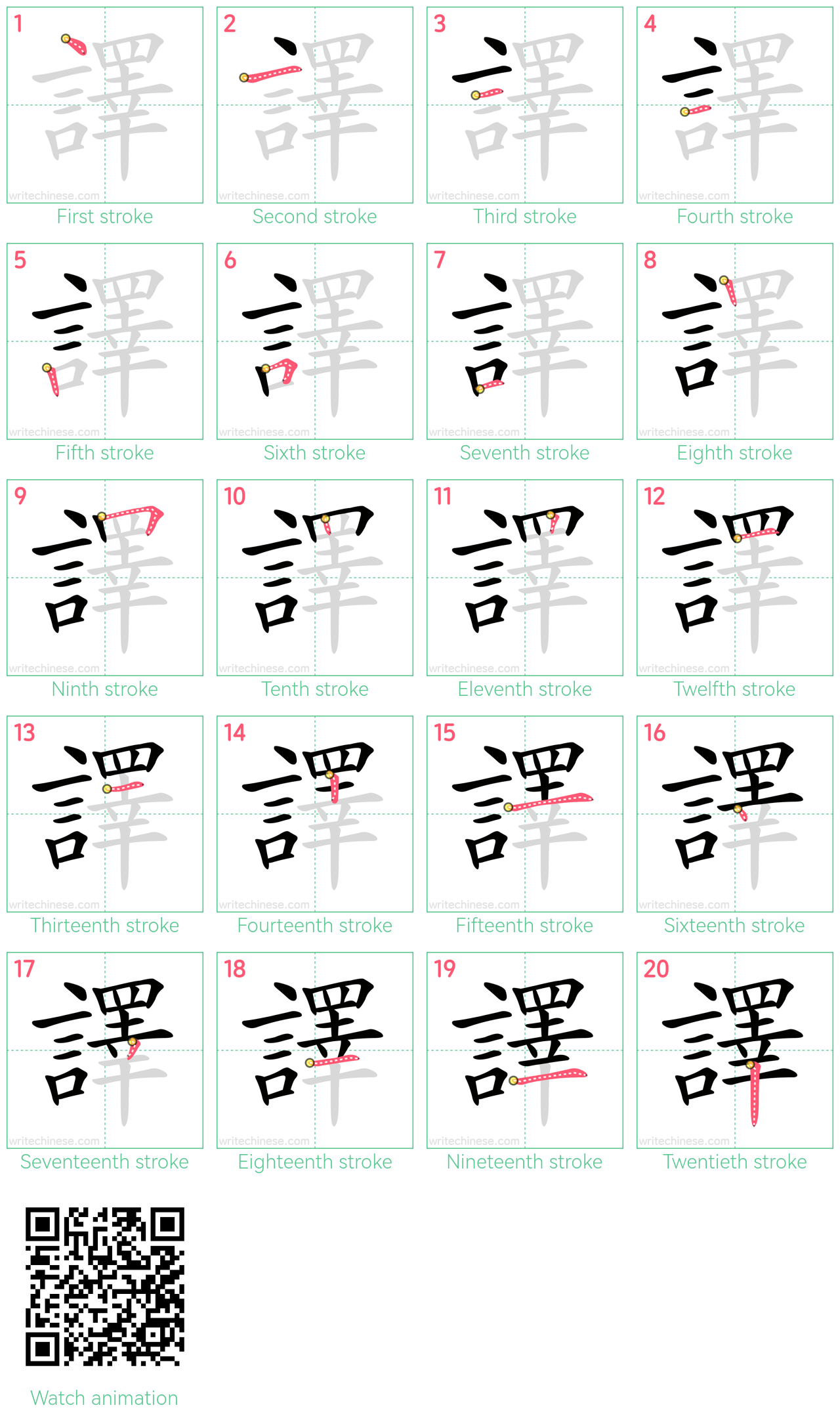 譯 step-by-step stroke order diagrams