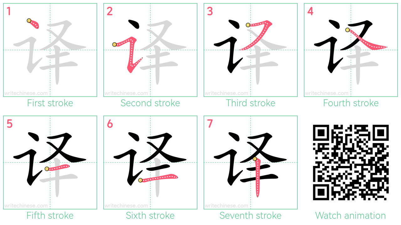 译 step-by-step stroke order diagrams