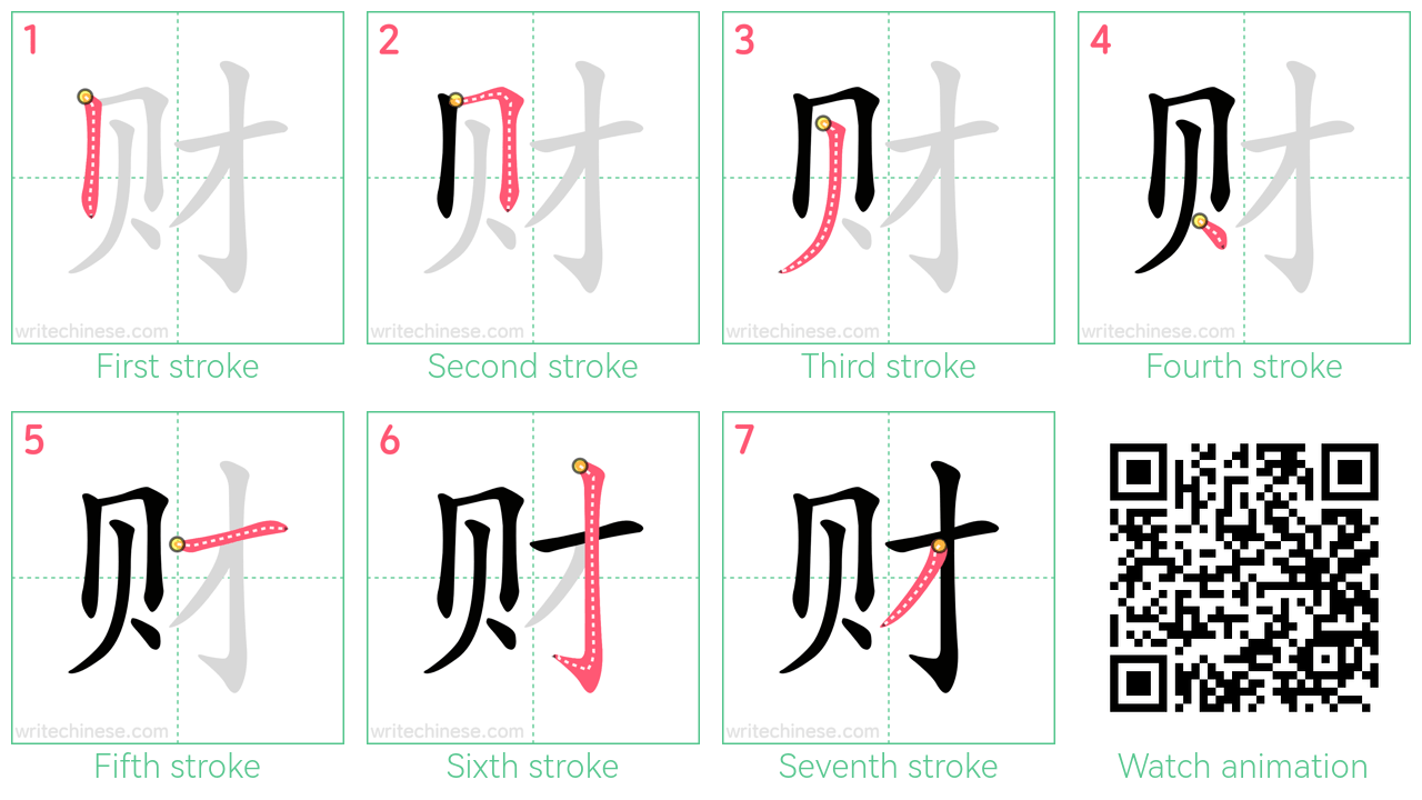 财 step-by-step stroke order diagrams