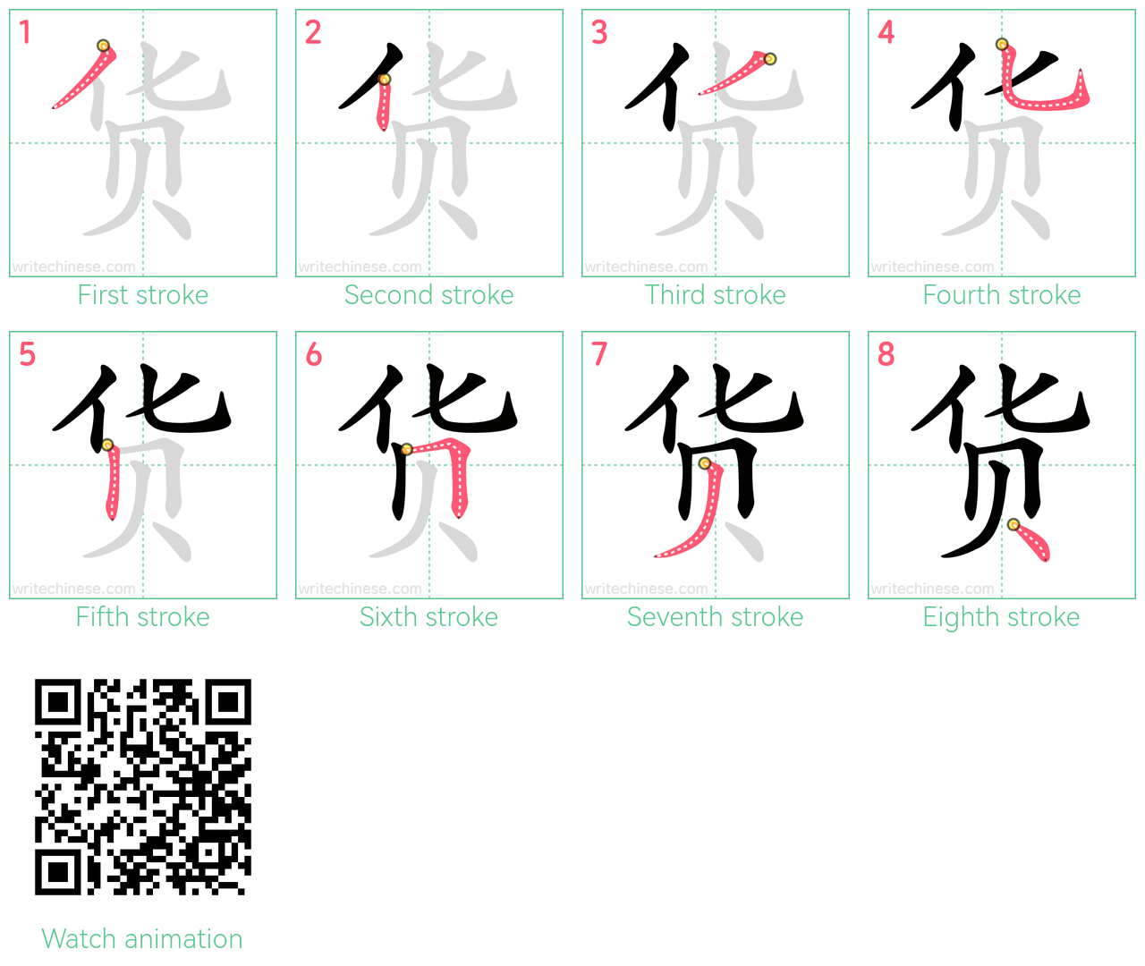货 step-by-step stroke order diagrams