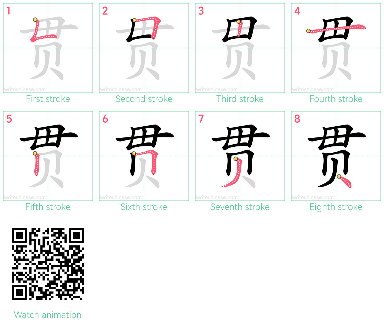 贯 step-by-step stroke order diagrams