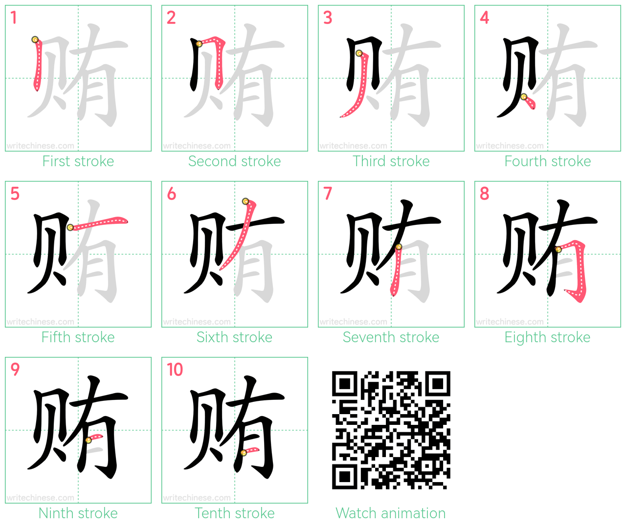 贿 step-by-step stroke order diagrams