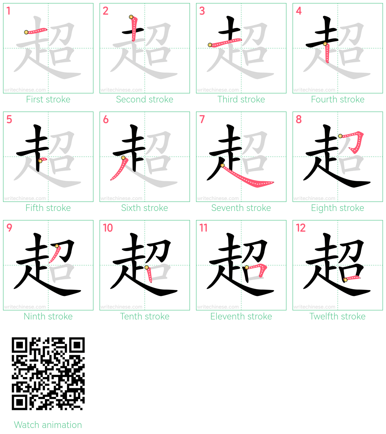 超 step-by-step stroke order diagrams