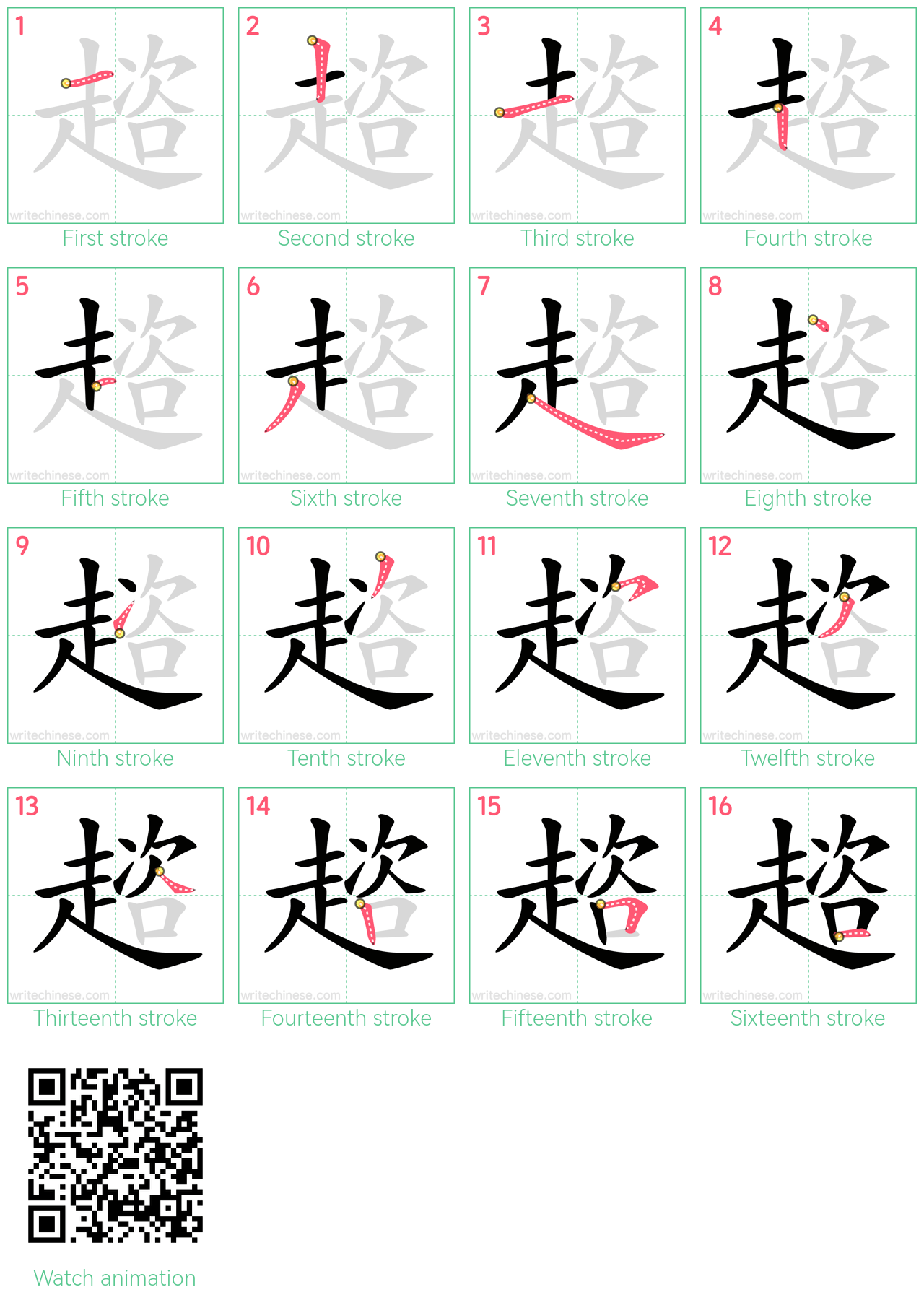 趦 step-by-step stroke order diagrams