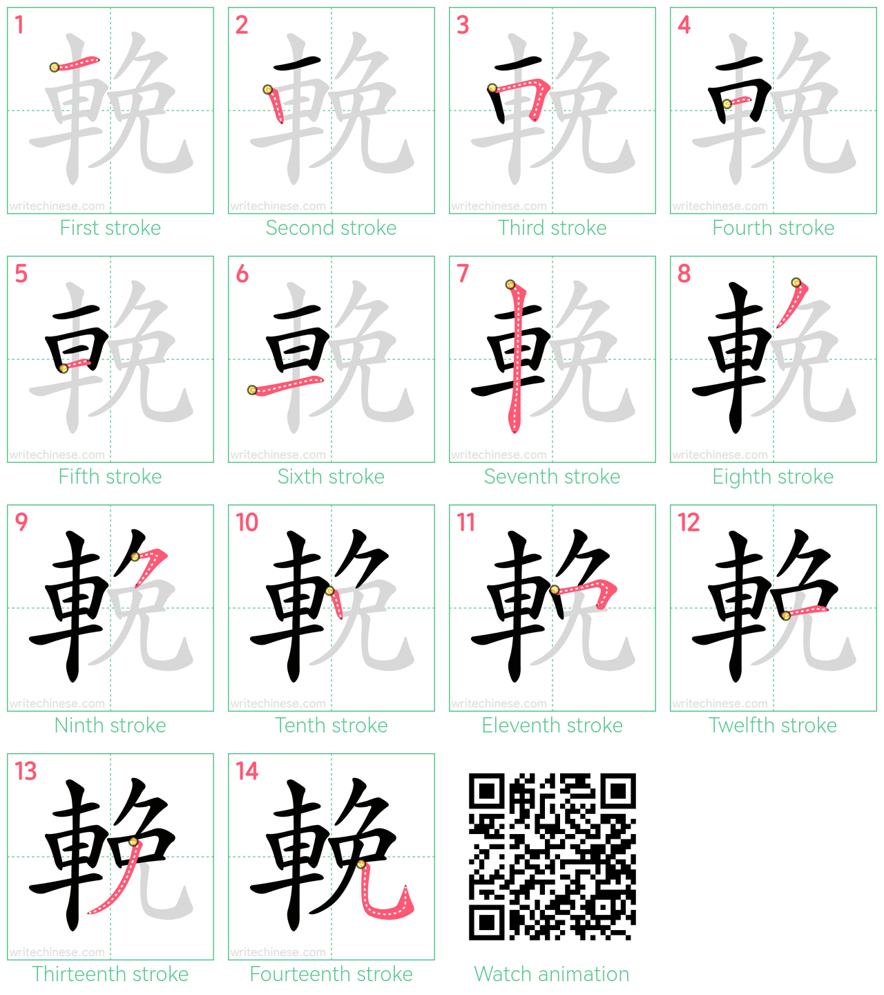 輓 step-by-step stroke order diagrams