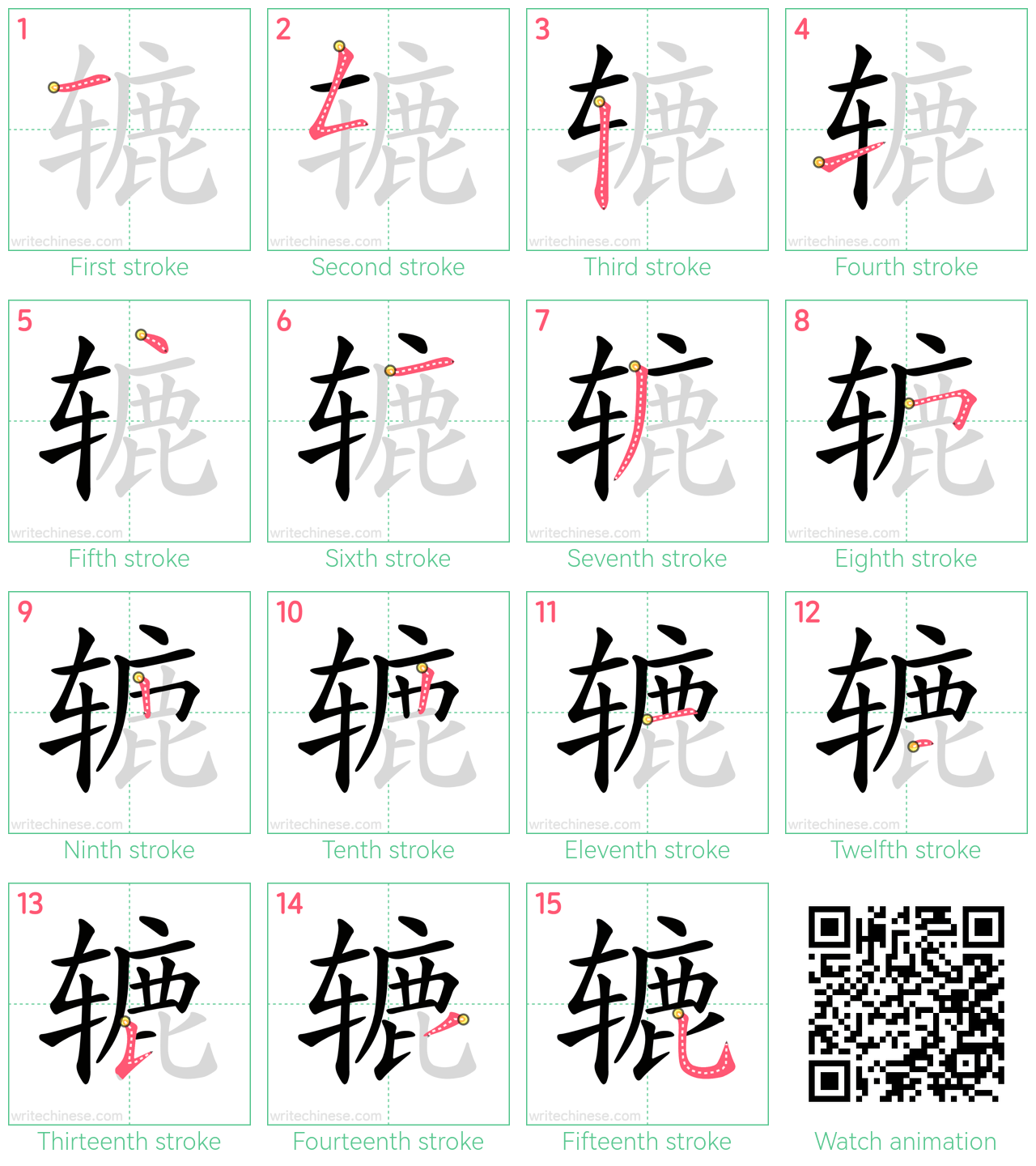 辘 step-by-step stroke order diagrams