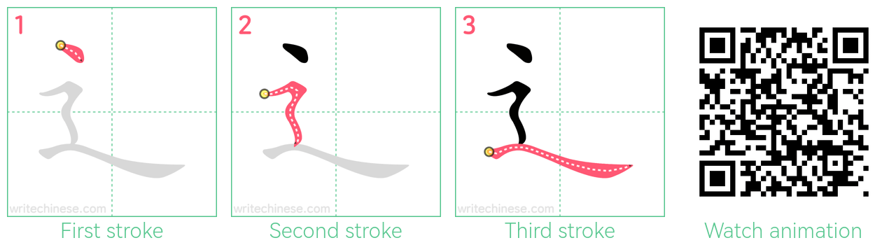 辶 step-by-step stroke order diagrams