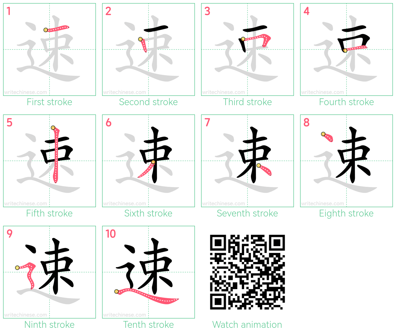 速 step-by-step stroke order diagrams