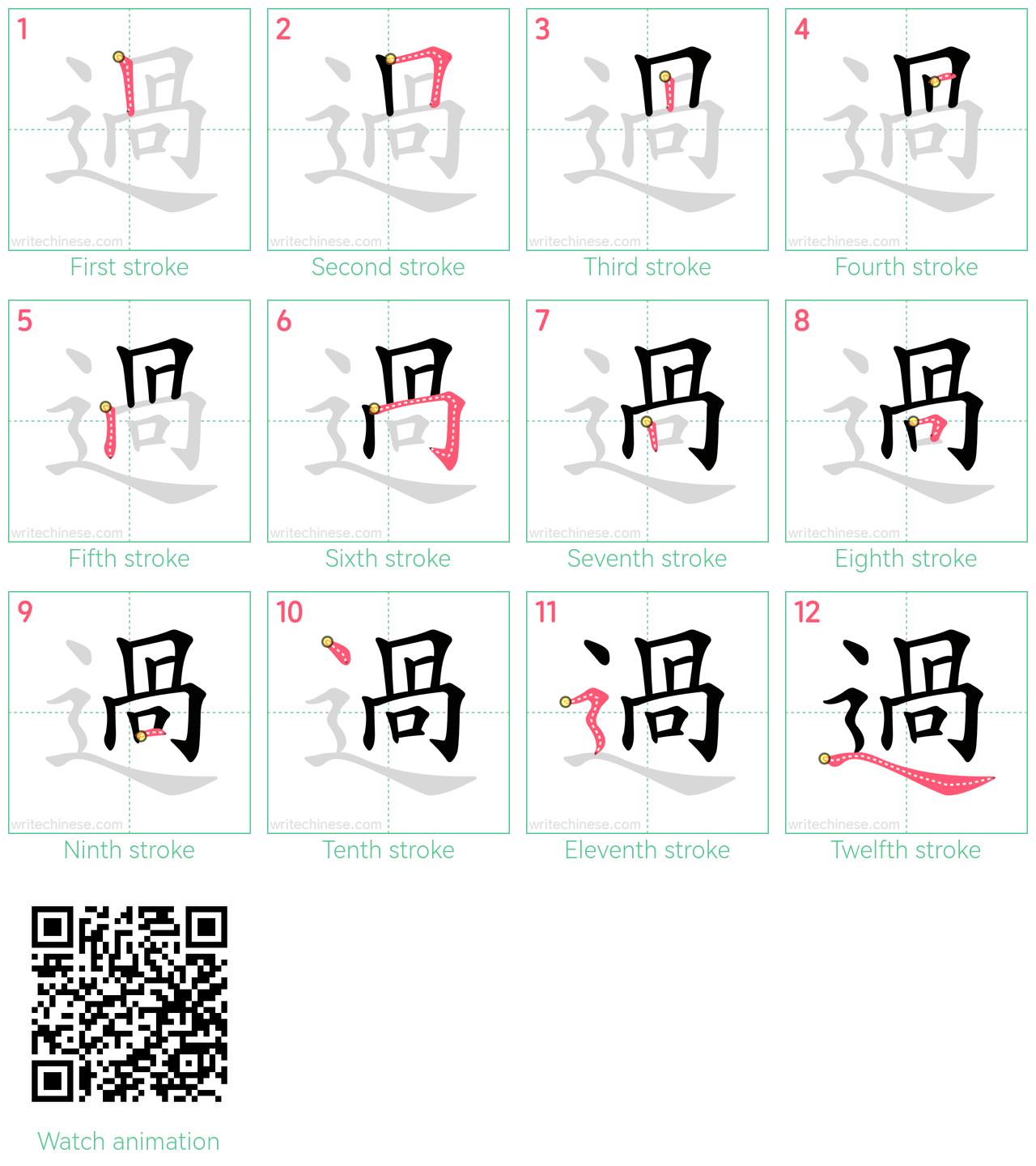 過 step-by-step stroke order diagrams