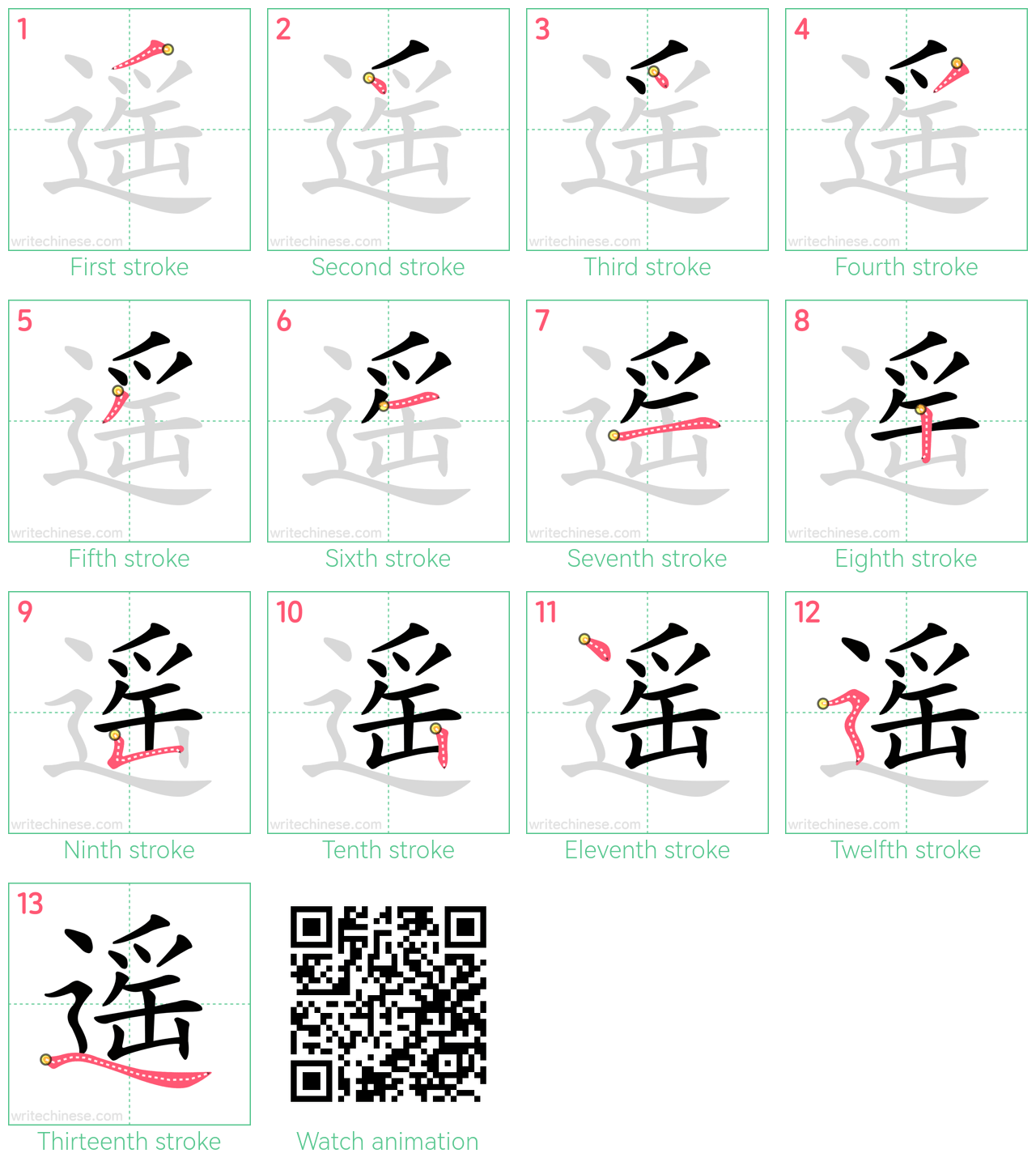 遥 step-by-step stroke order diagrams