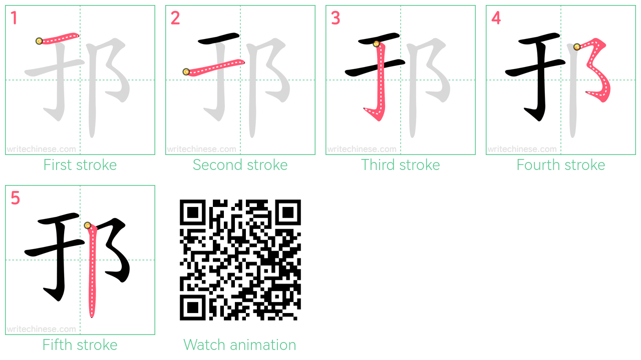 邘 step-by-step stroke order diagrams