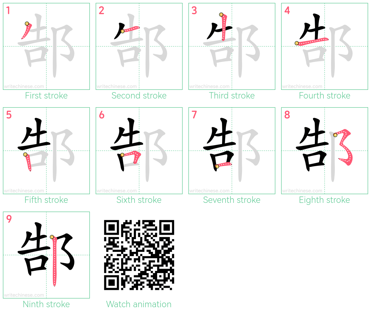 郜 step-by-step stroke order diagrams