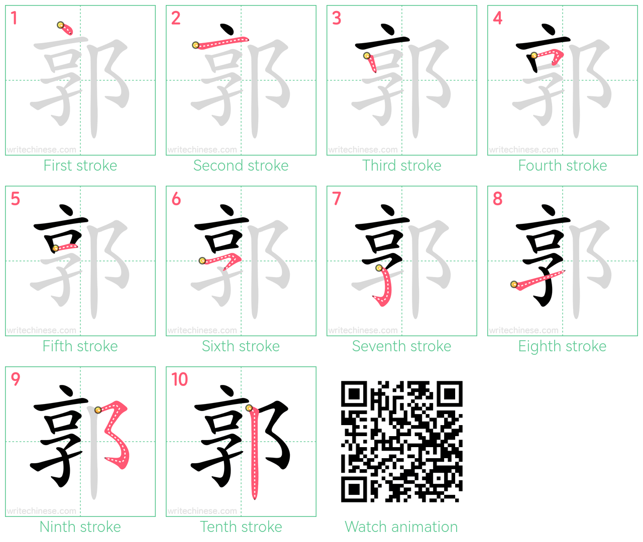 郭 step-by-step stroke order diagrams