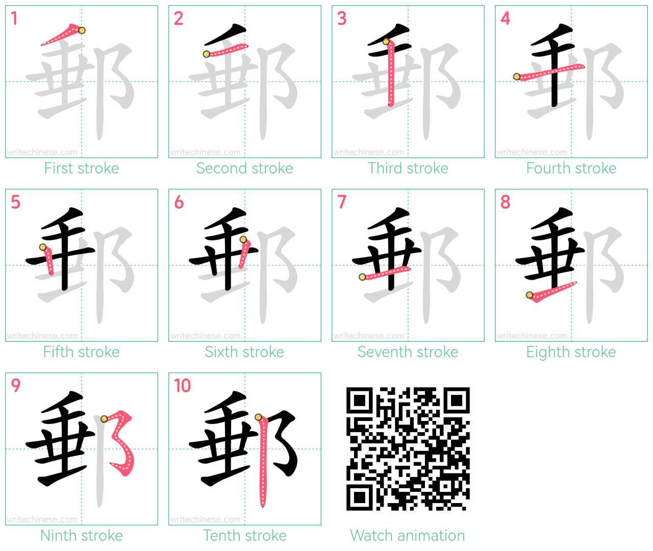 郵 step-by-step stroke order diagrams