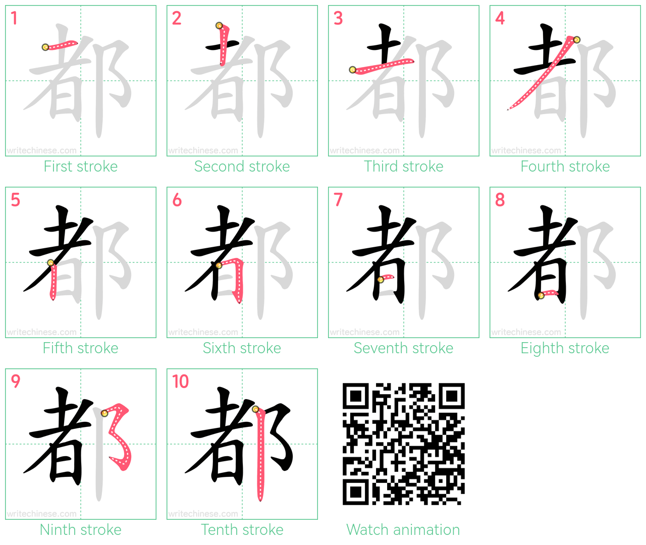 都 step-by-step stroke order diagrams