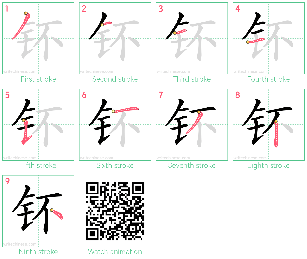 钚 step-by-step stroke order diagrams