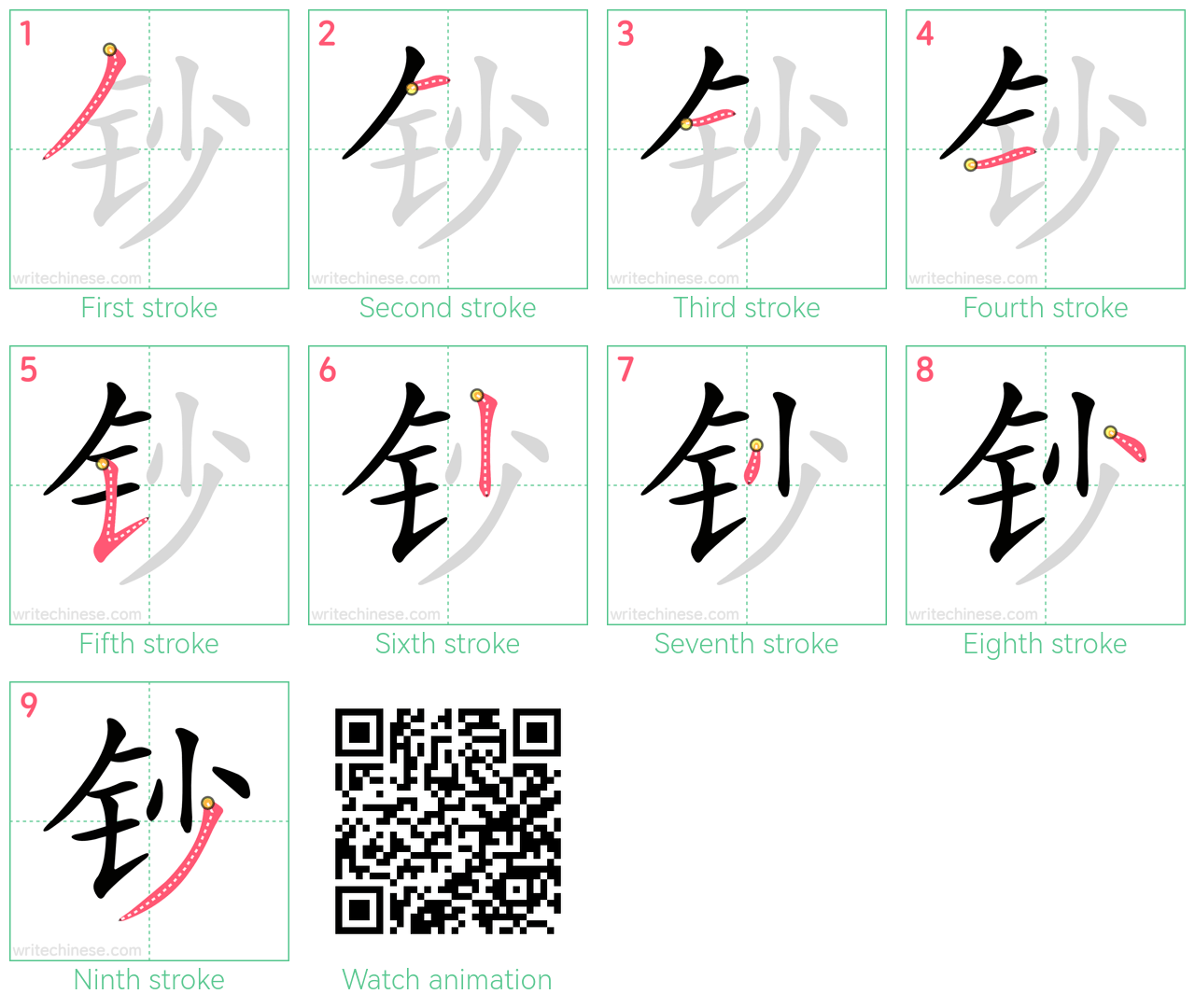 钞 step-by-step stroke order diagrams
