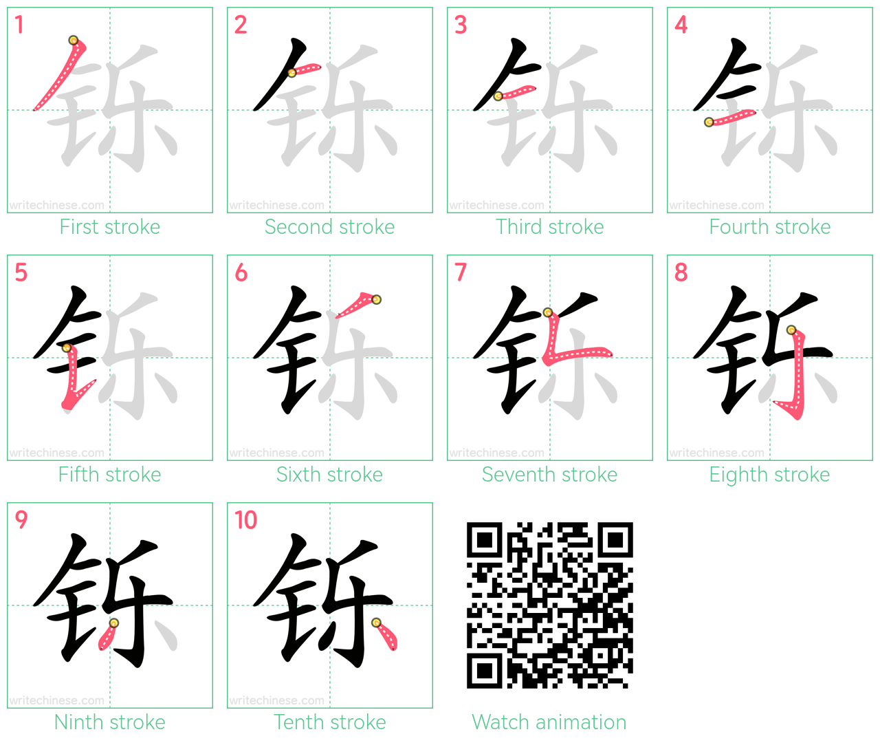 铄 step-by-step stroke order diagrams