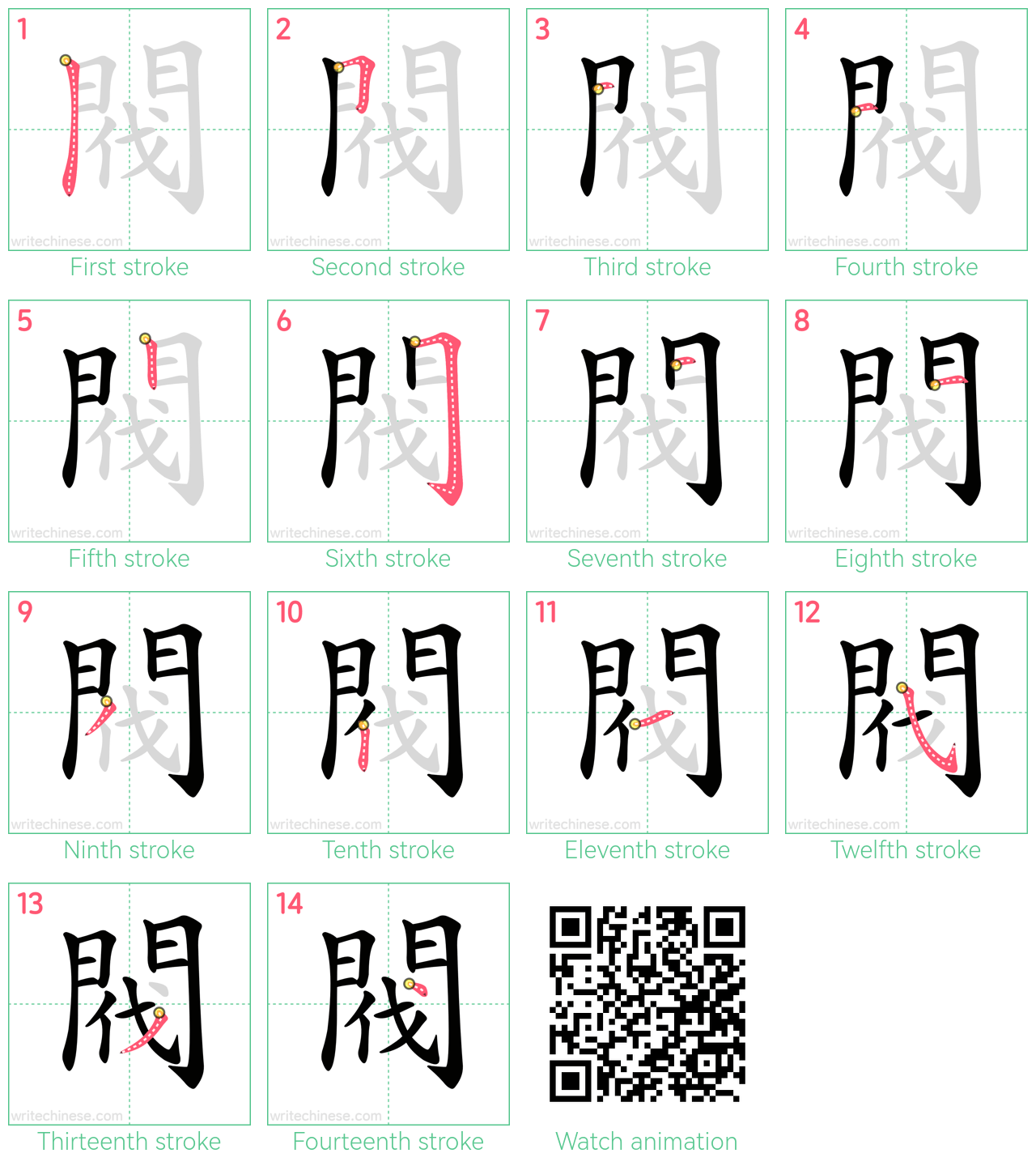 閥 step-by-step stroke order diagrams