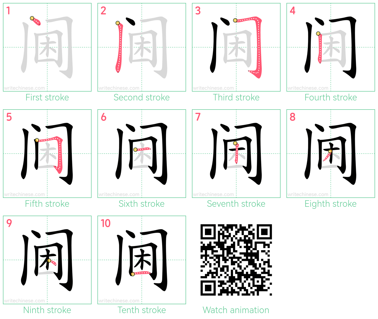 阃 step-by-step stroke order diagrams