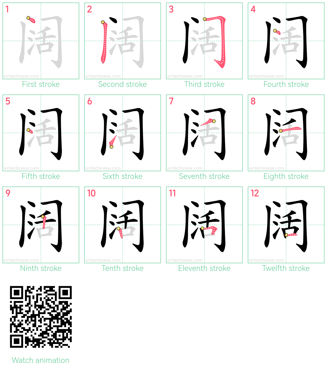 阔 step-by-step stroke order diagrams