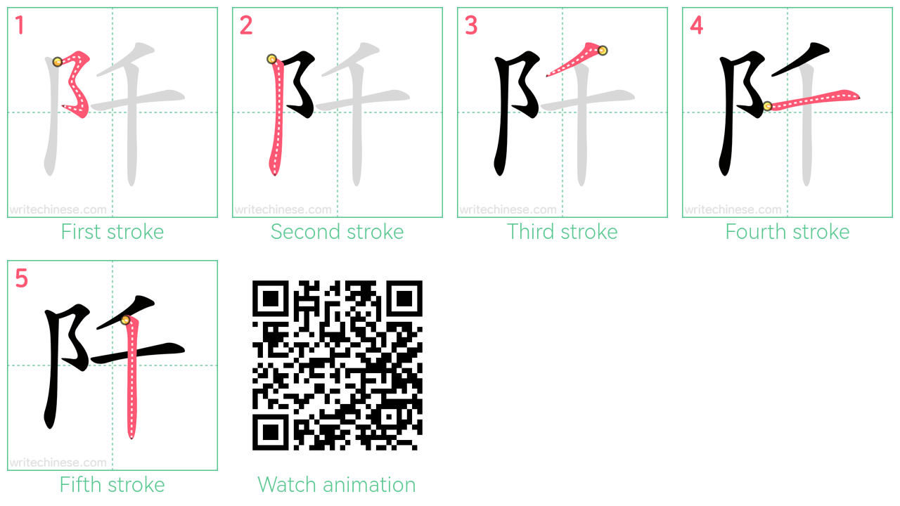 阡 step-by-step stroke order diagrams