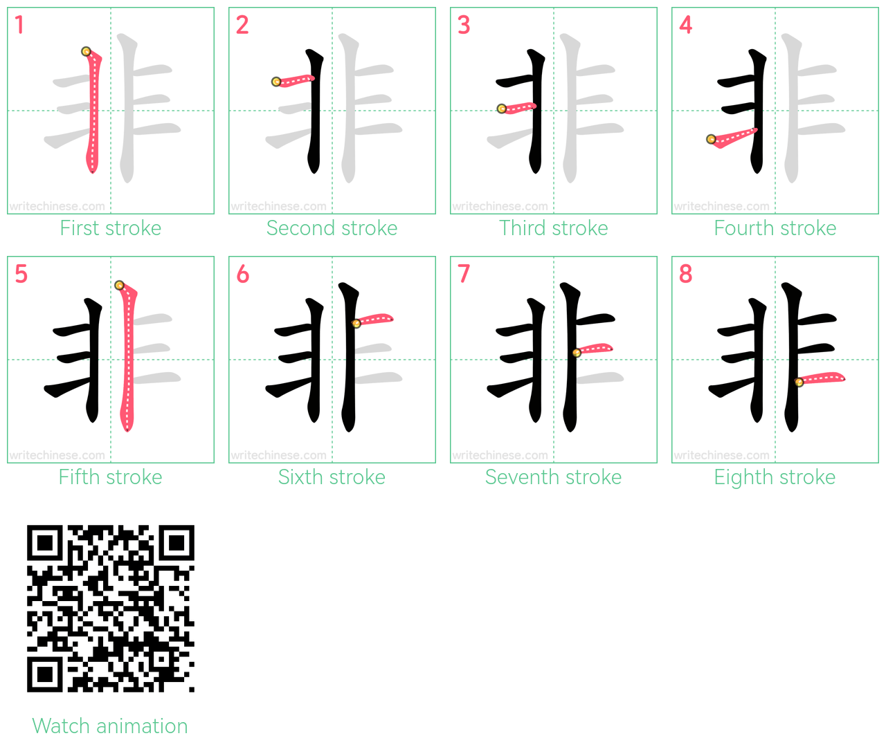 非 step-by-step stroke order diagrams