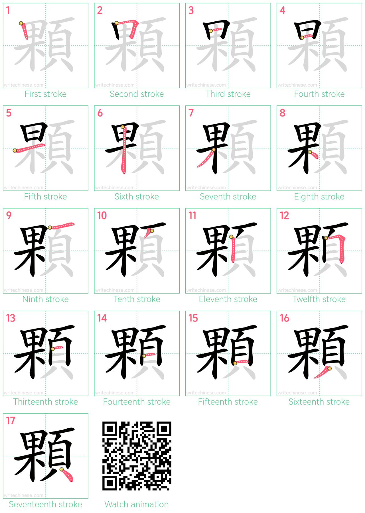 顆 step-by-step stroke order diagrams