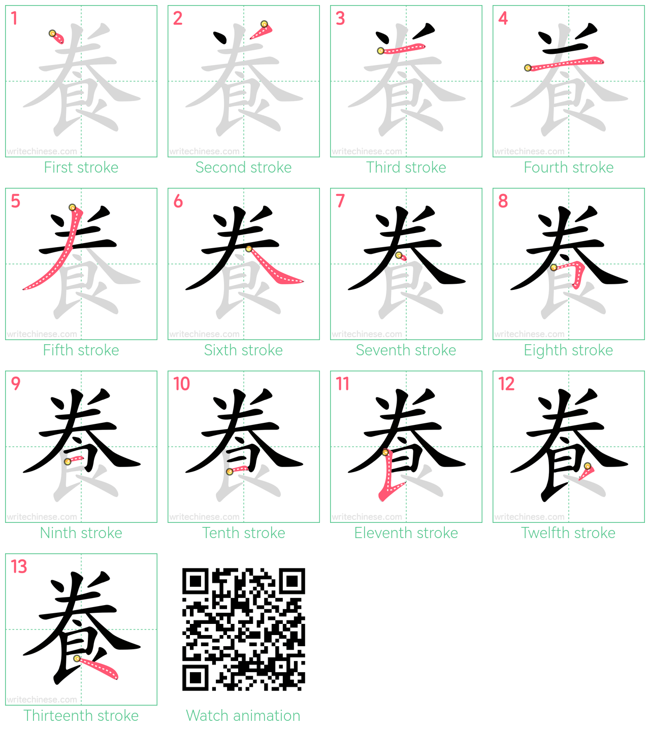 飬 step-by-step stroke order diagrams