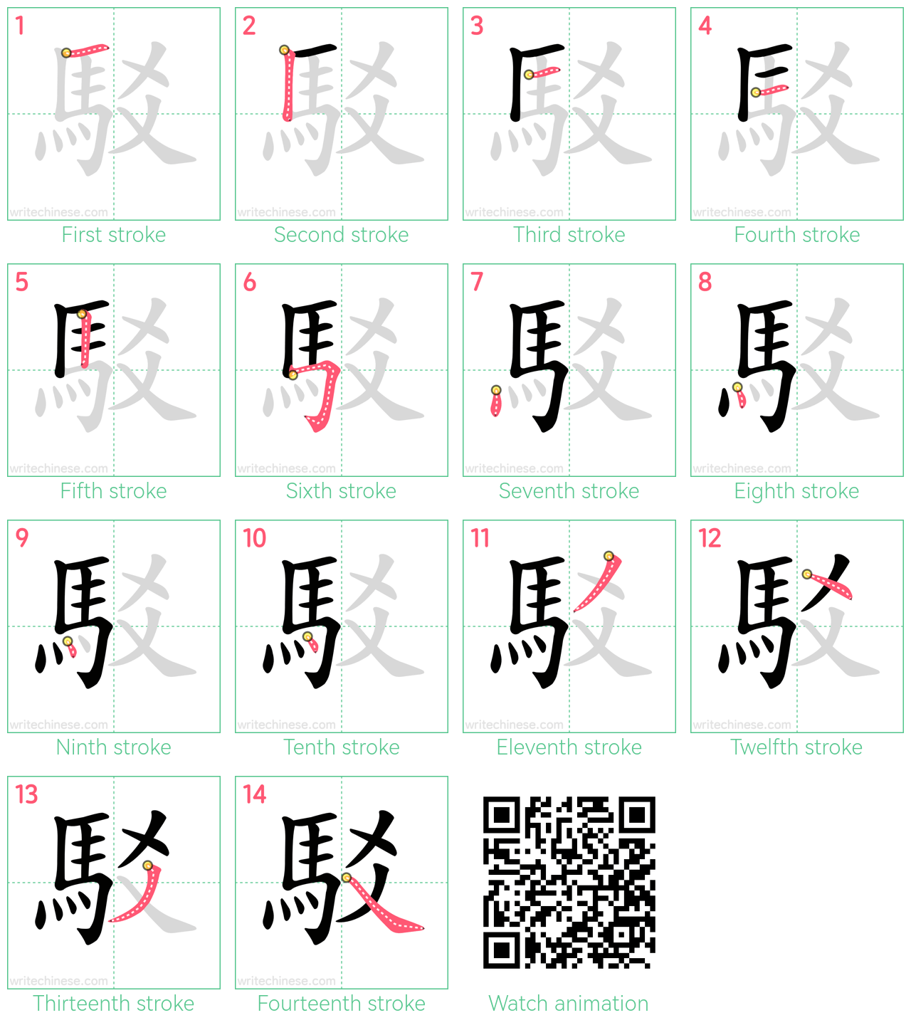 駁 step-by-step stroke order diagrams