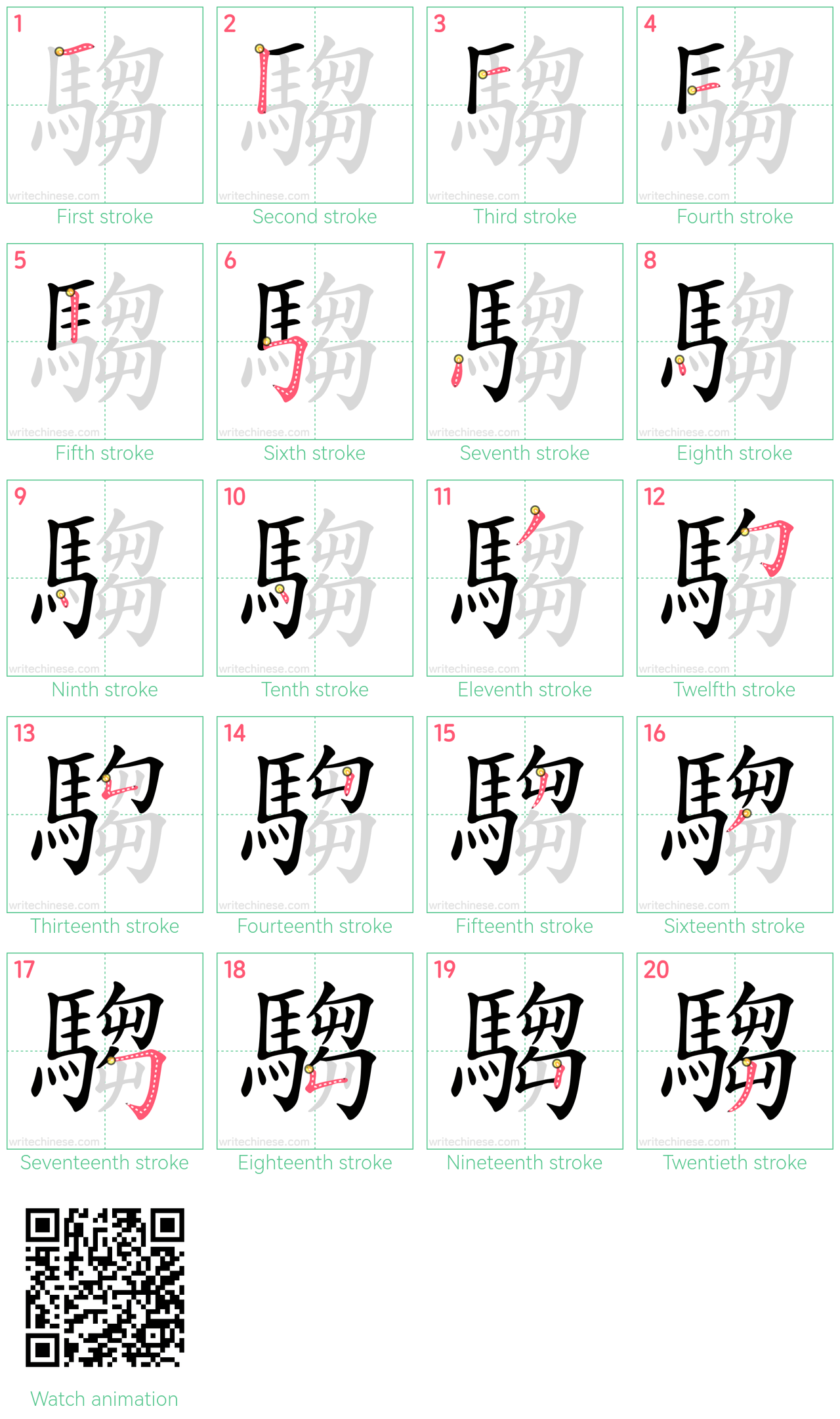 騶 step-by-step stroke order diagrams