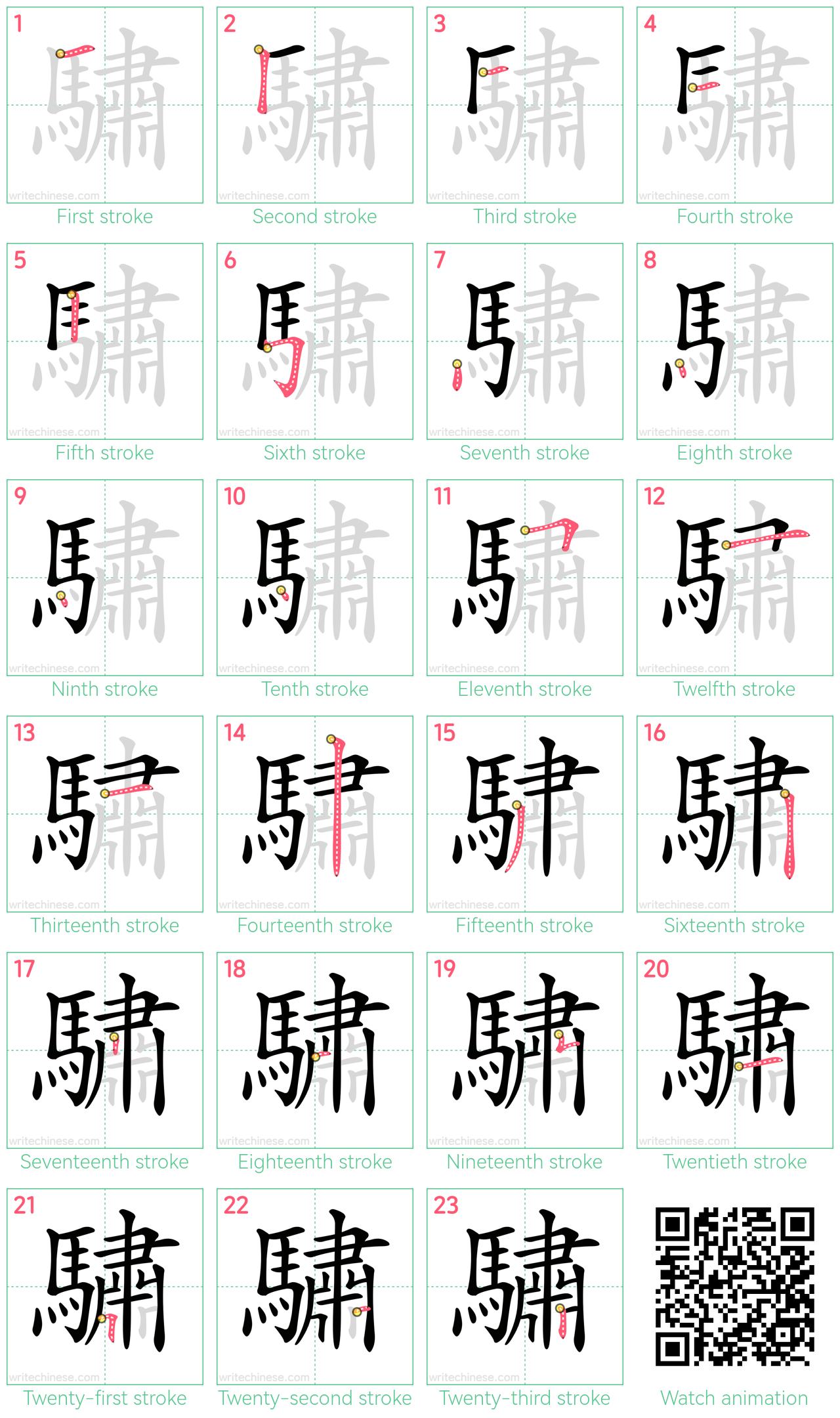 驌 step-by-step stroke order diagrams