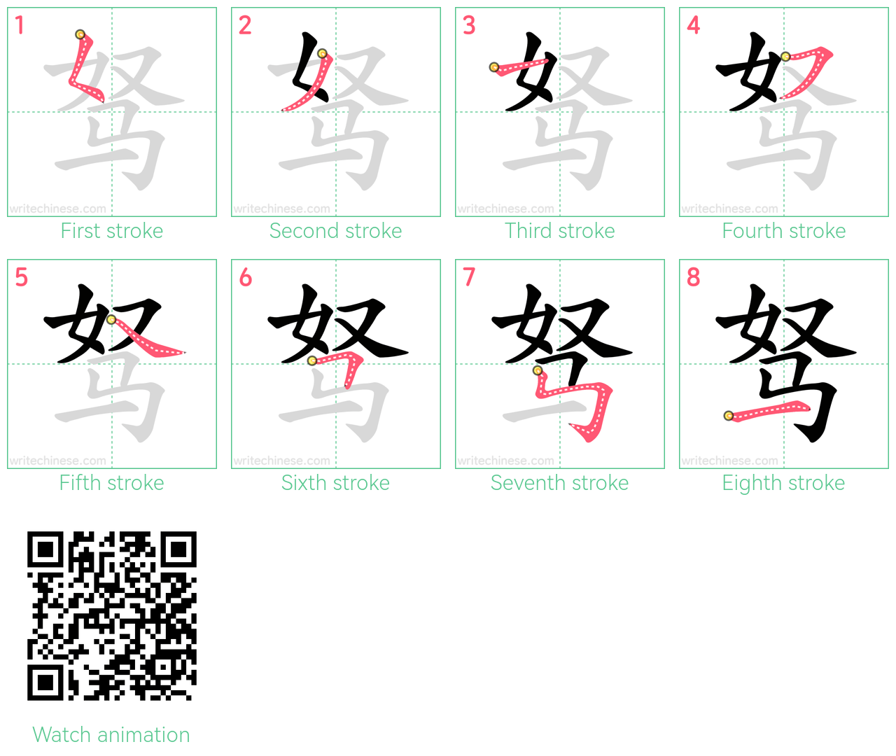 驽 step-by-step stroke order diagrams