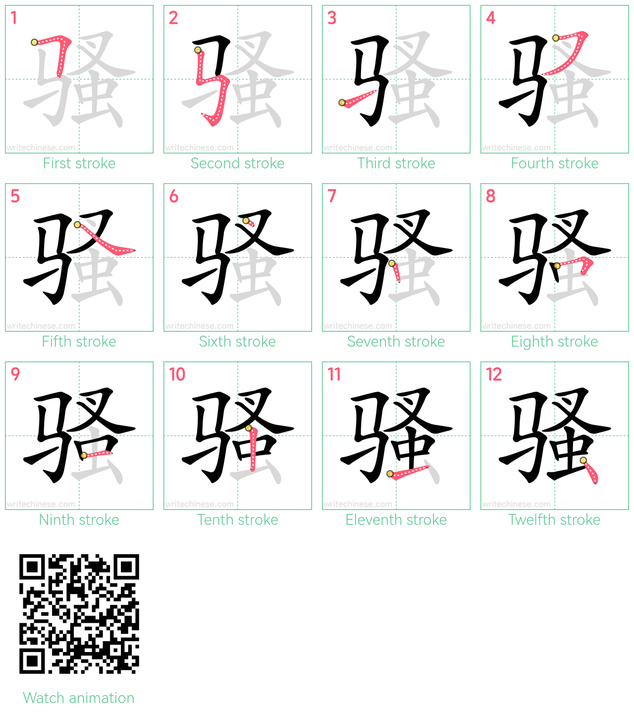 骚 step-by-step stroke order diagrams