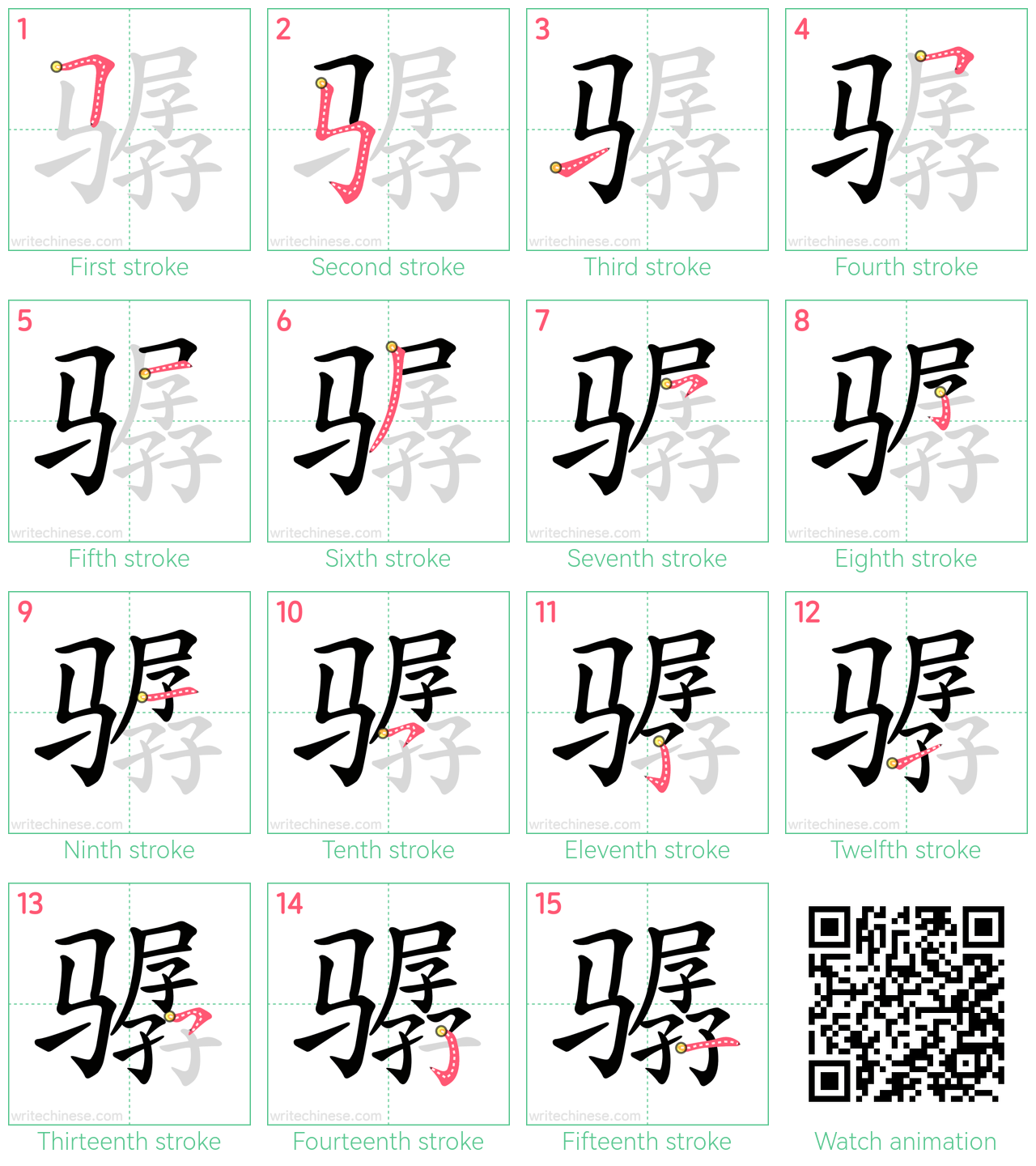 骣 step-by-step stroke order diagrams