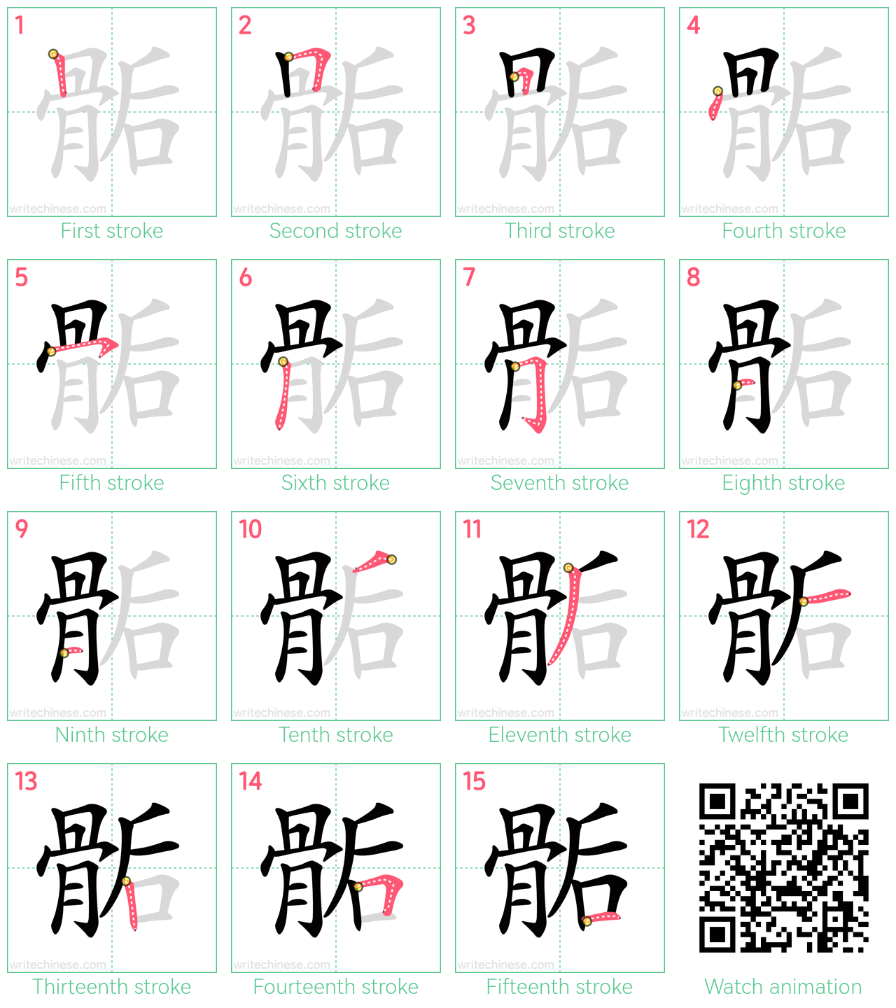 骺 step-by-step stroke order diagrams