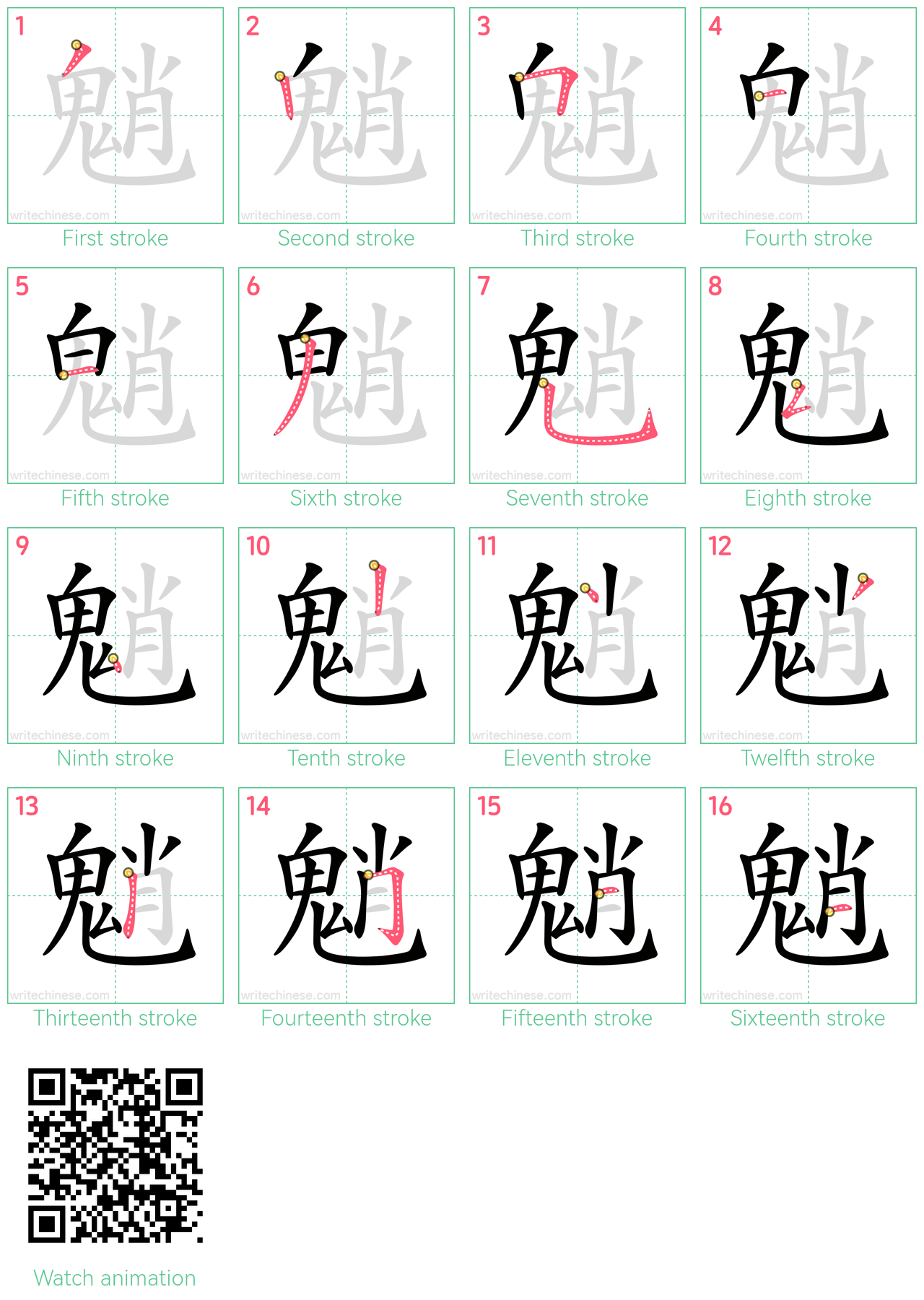 魈 step-by-step stroke order diagrams