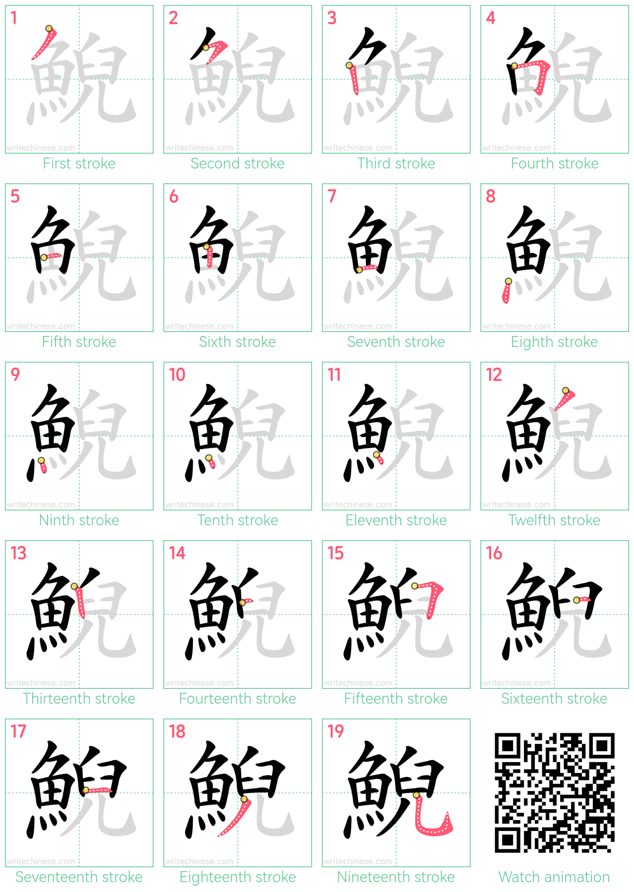 鯢 step-by-step stroke order diagrams