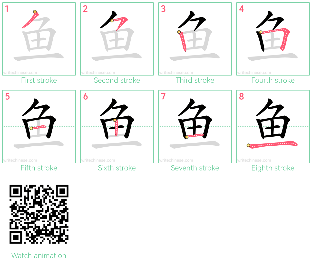 鱼 step-by-step stroke order diagrams