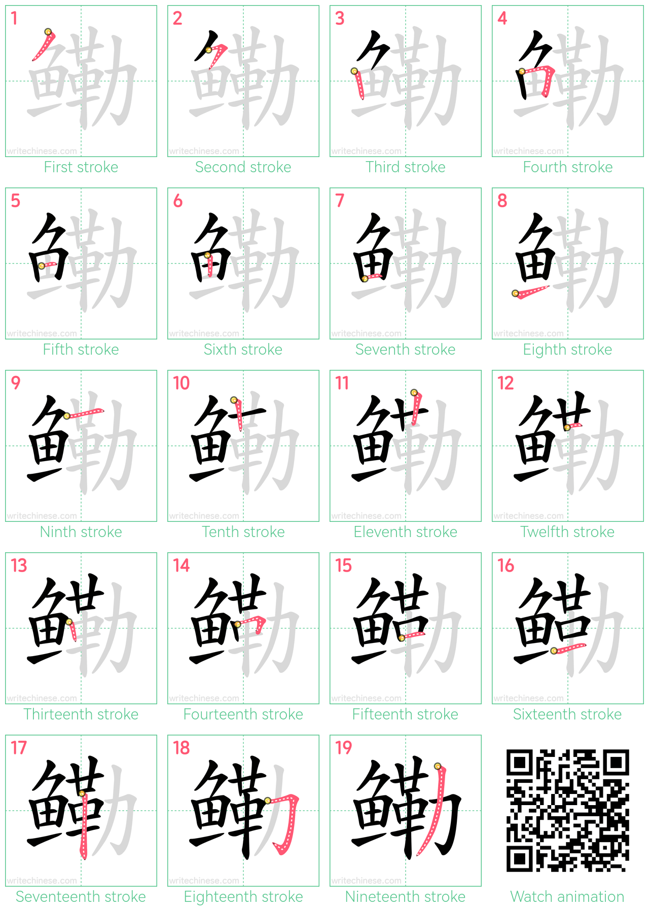 鳓 step-by-step stroke order diagrams