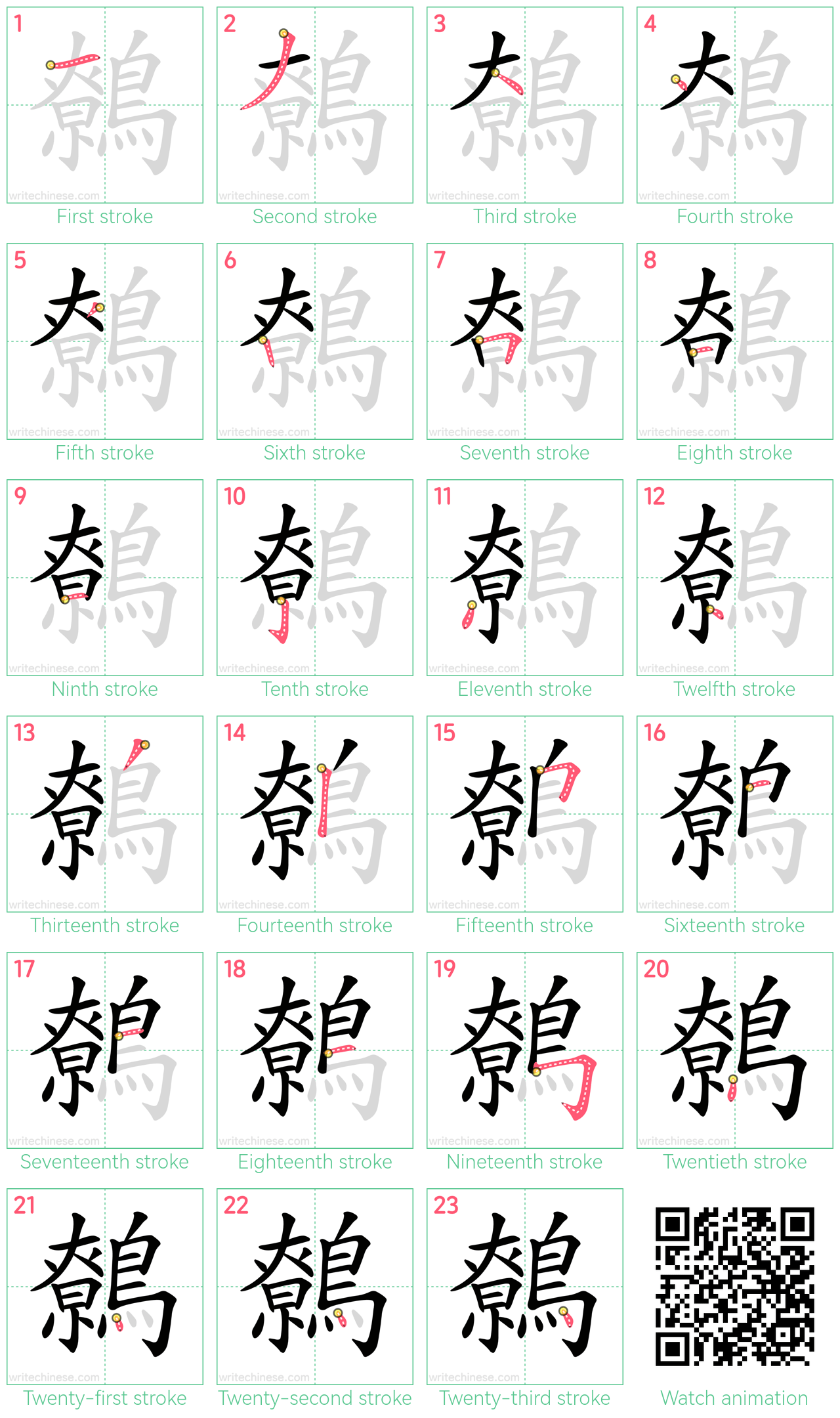 鷯 step-by-step stroke order diagrams