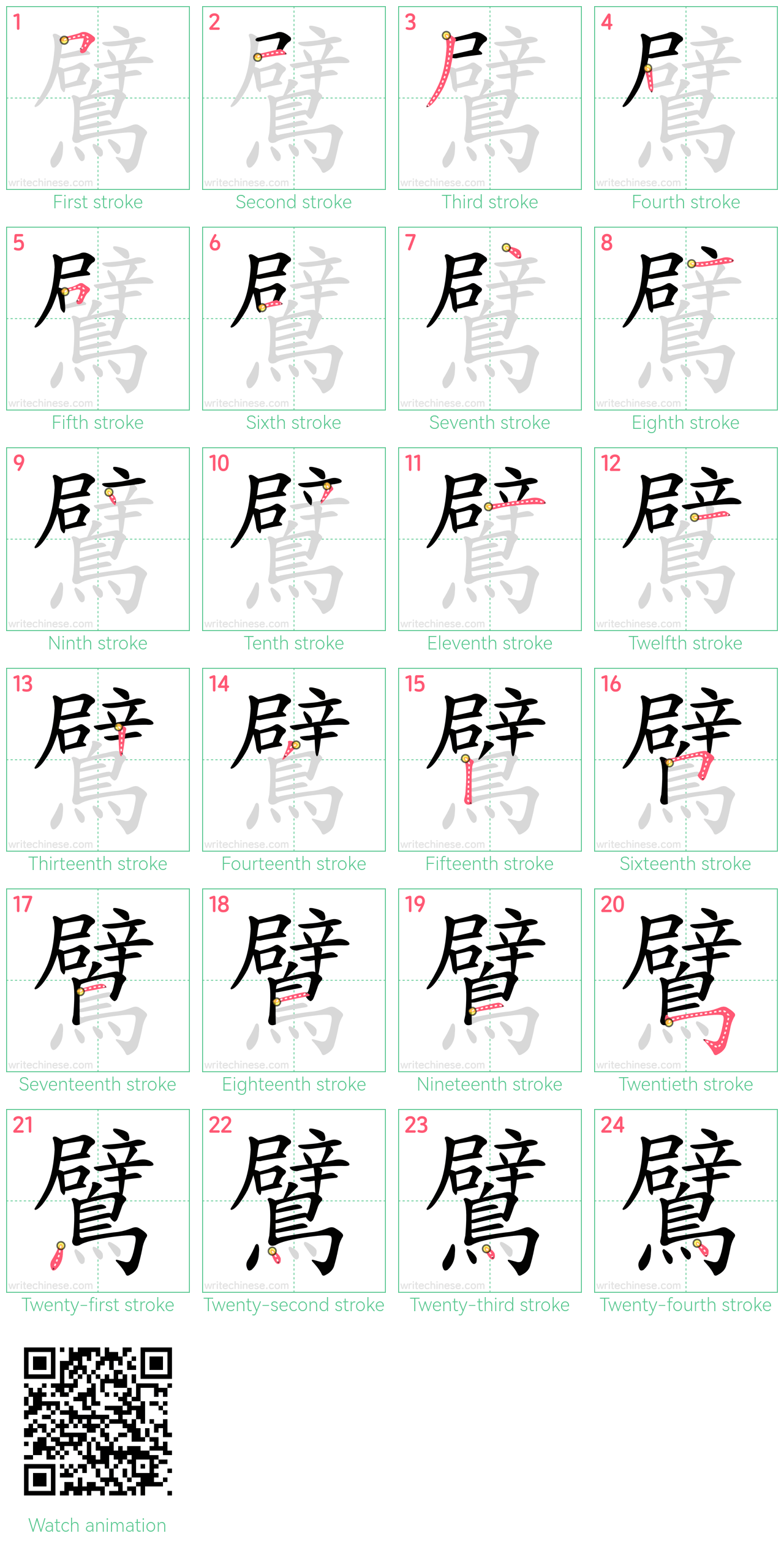 鷿 step-by-step stroke order diagrams