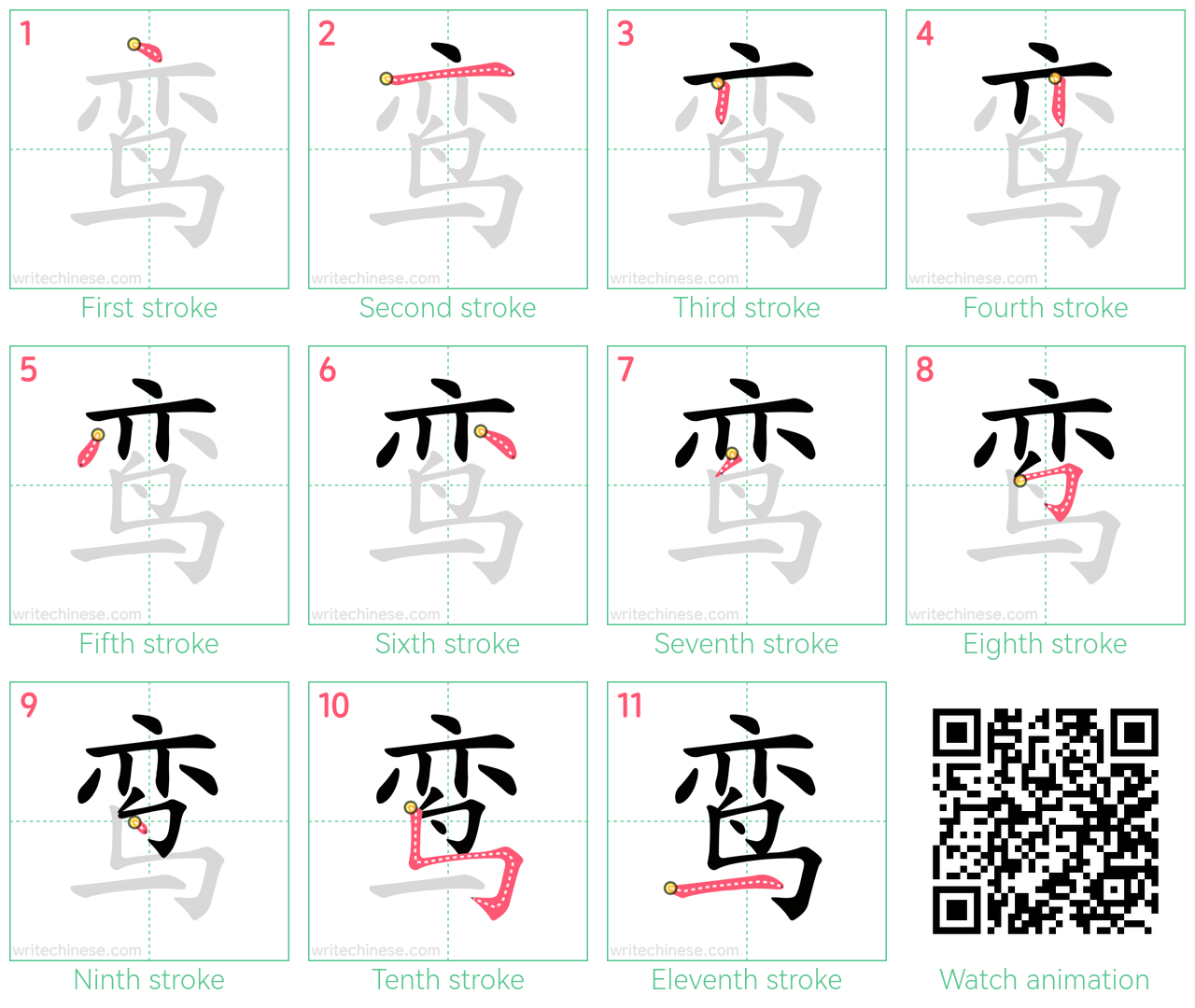 鸾 step-by-step stroke order diagrams